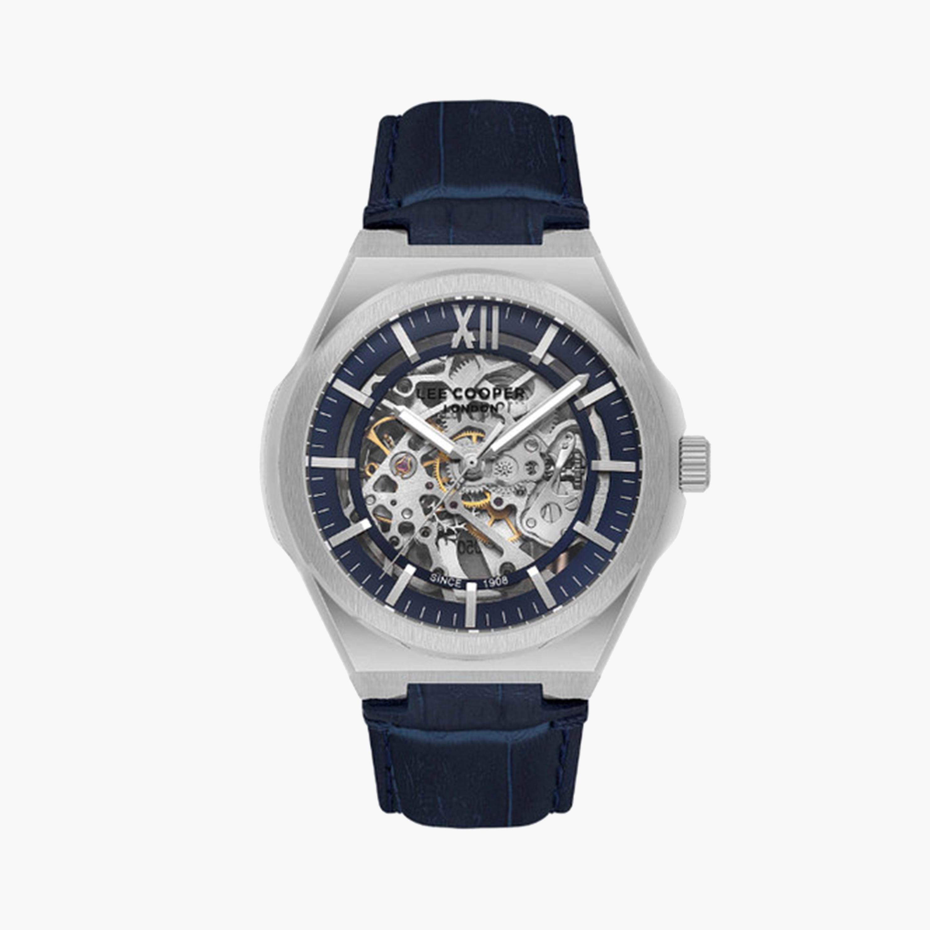 Lee Cooper Men's 43 MM Blue Automatic Leather Strap Watch | LC08050.399-men-watchesandjewellery-watches-image-1
