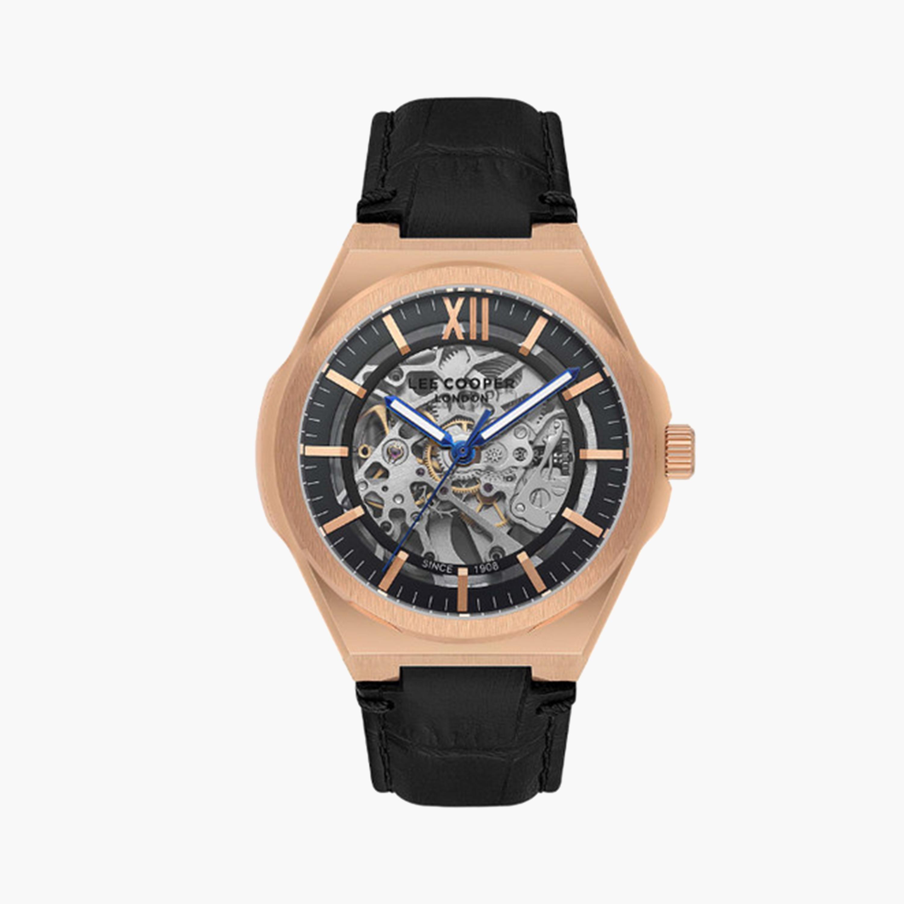 Lee Cooper Men's 43 MM Black Automatic Leather Strap Watch | LC08050.451-men-watchesandjewellery-watches-image-1