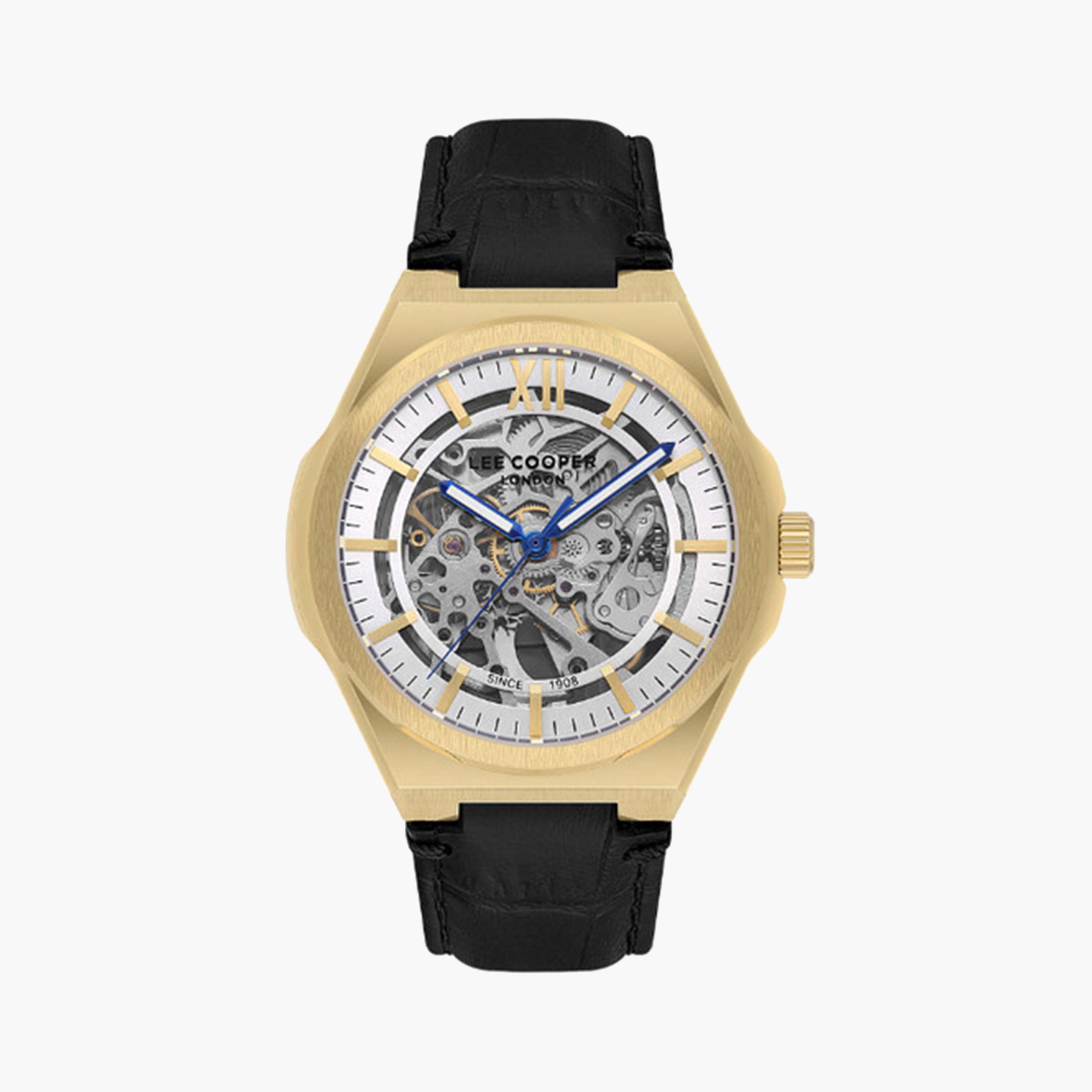 Lee Cooper Men's 43 MM Black Automatic Leather Strap Watch | LC08050.131-men-watchesandjewellery-watches-image-1