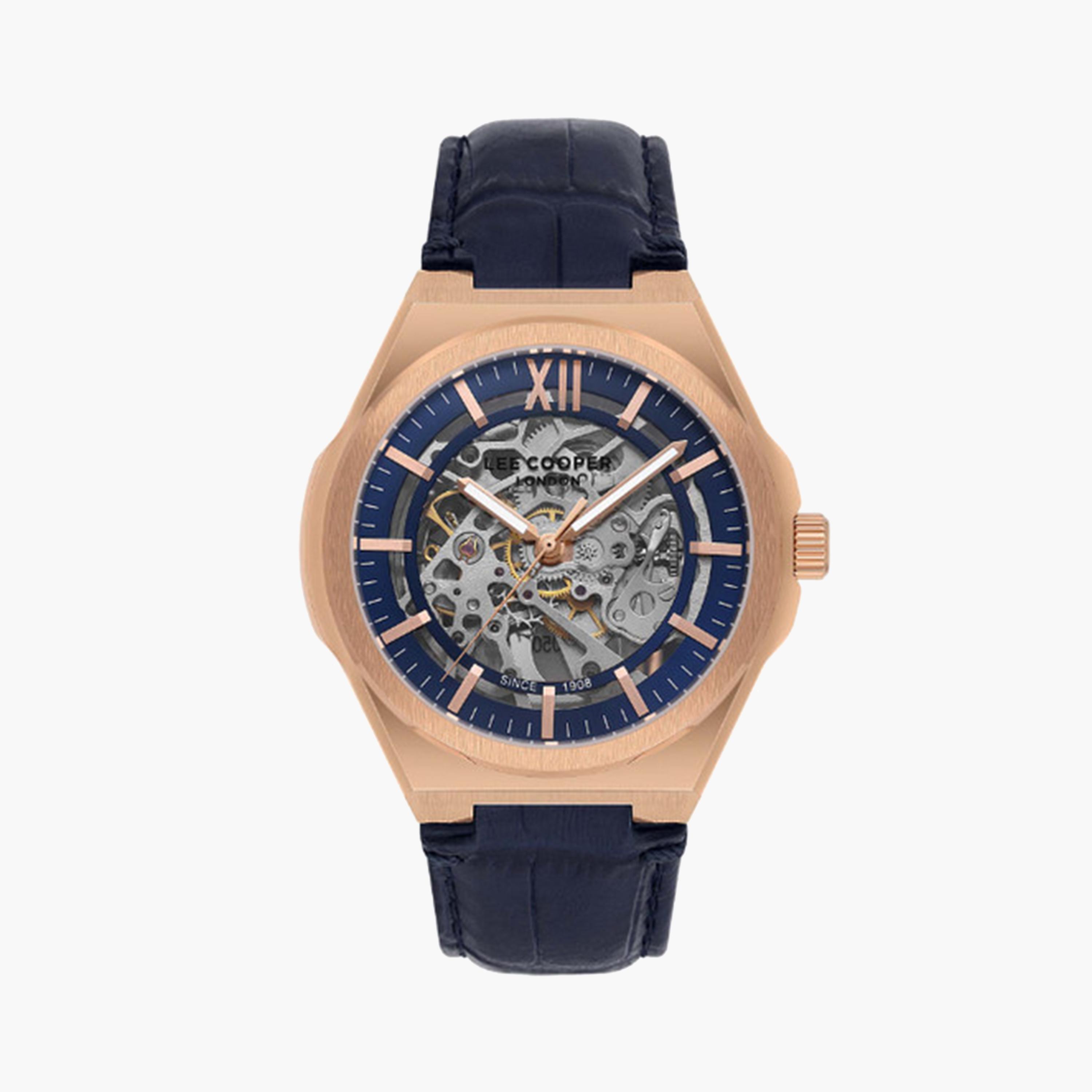 Lee Cooper Men's 43 MM Blue Automatic Leather Strap Watch | LC08050.499-men-watchesandjewellery-watches-image-1