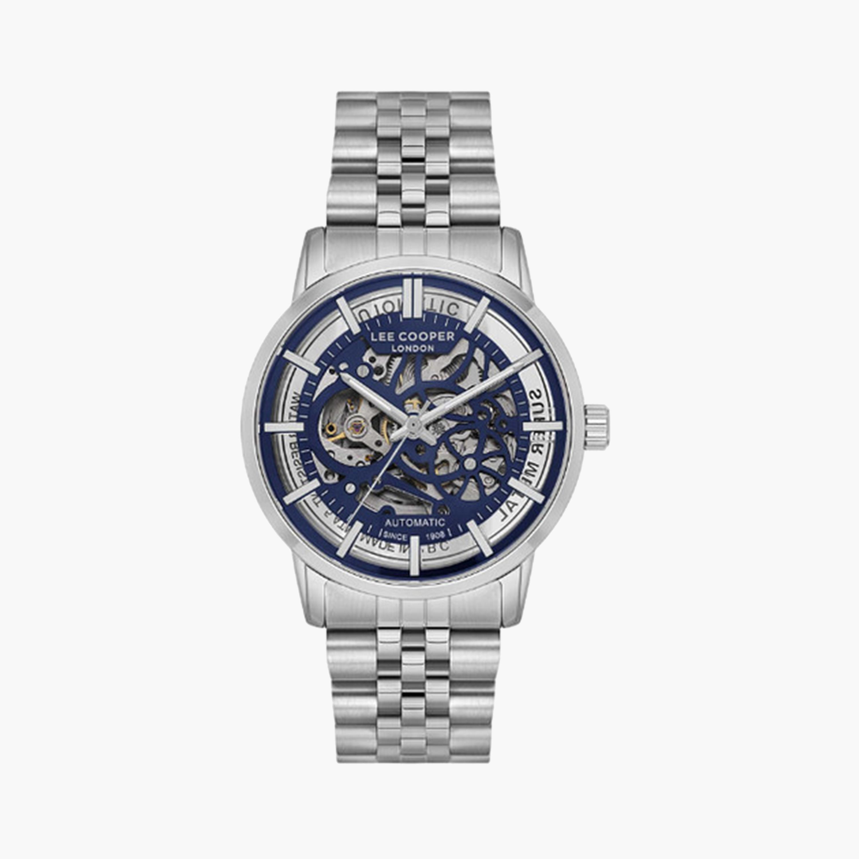 Lee Cooper Men's 44 MM Silver Automatic Metal Strap Watch | LC08036.390-men-watchesandjewellery-watches-image-1