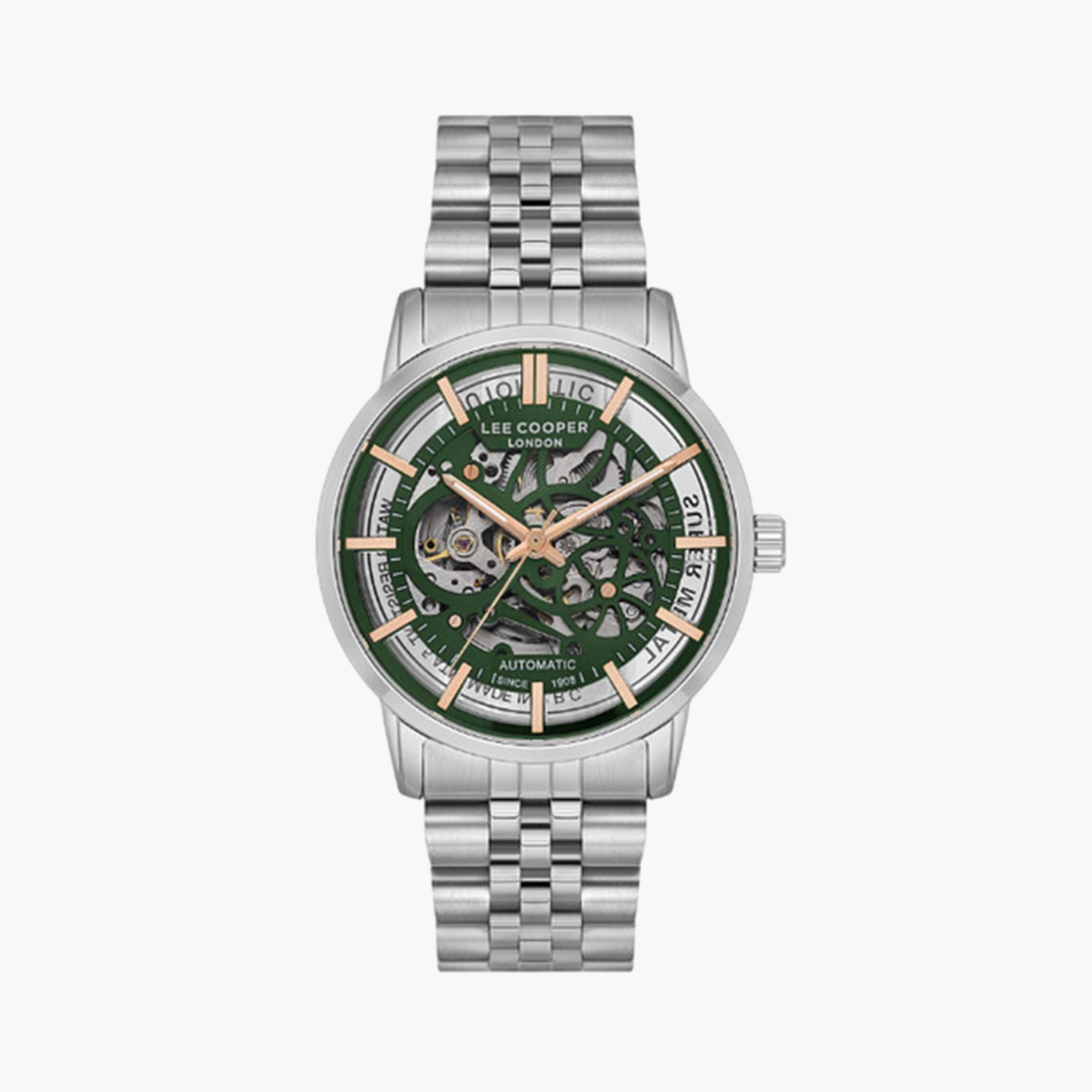 Lee Cooper Men's 44 MM Silver Automatic Metal Strap Watch | LC08036.370-men-watchesandjewellery-watches-image-1