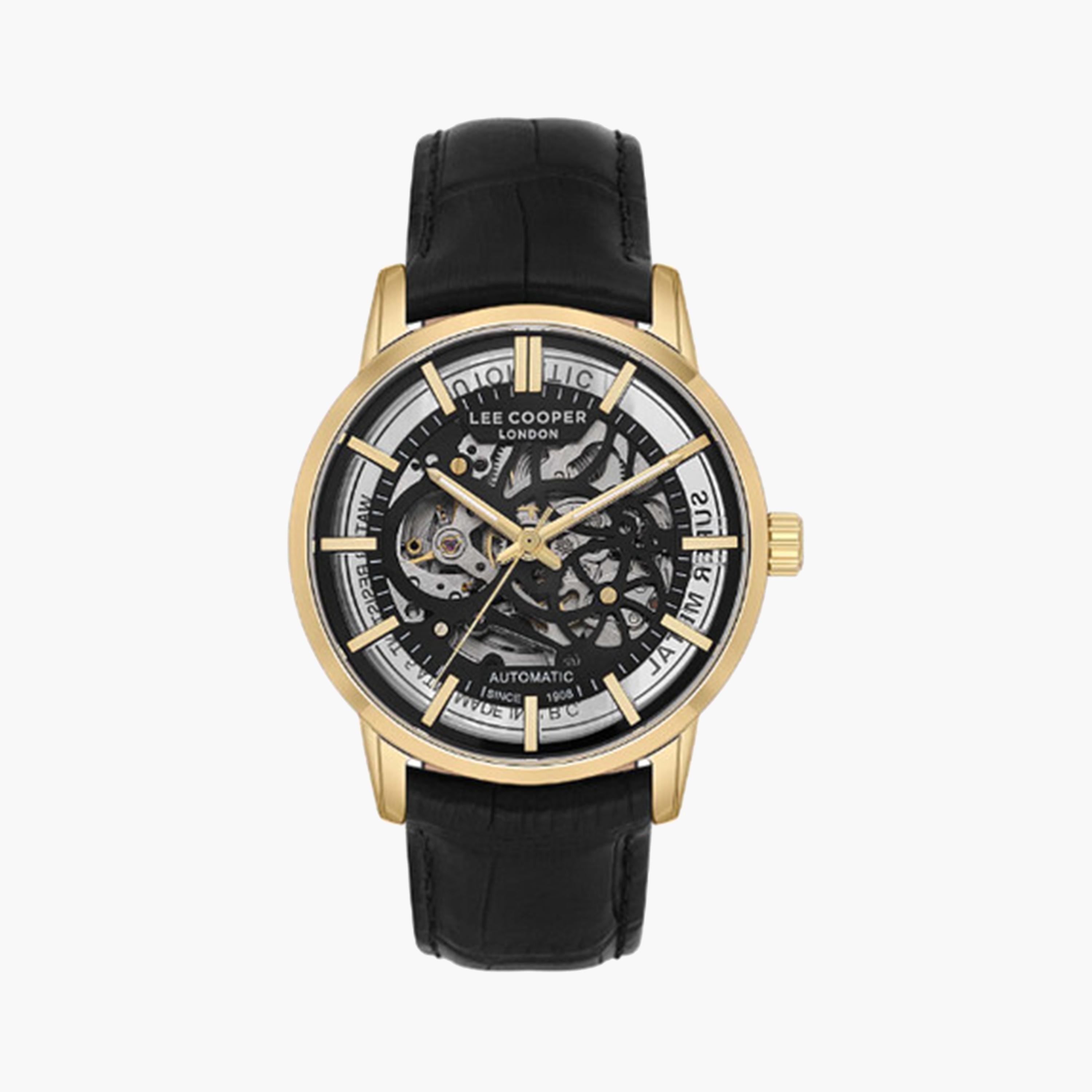 لي كوبر- ساعة اوتوماتيكية للرجال بقطر 44 مم وحزام جلدي بني | LC08035.161-men-watchesandjewellery-watches-image-1