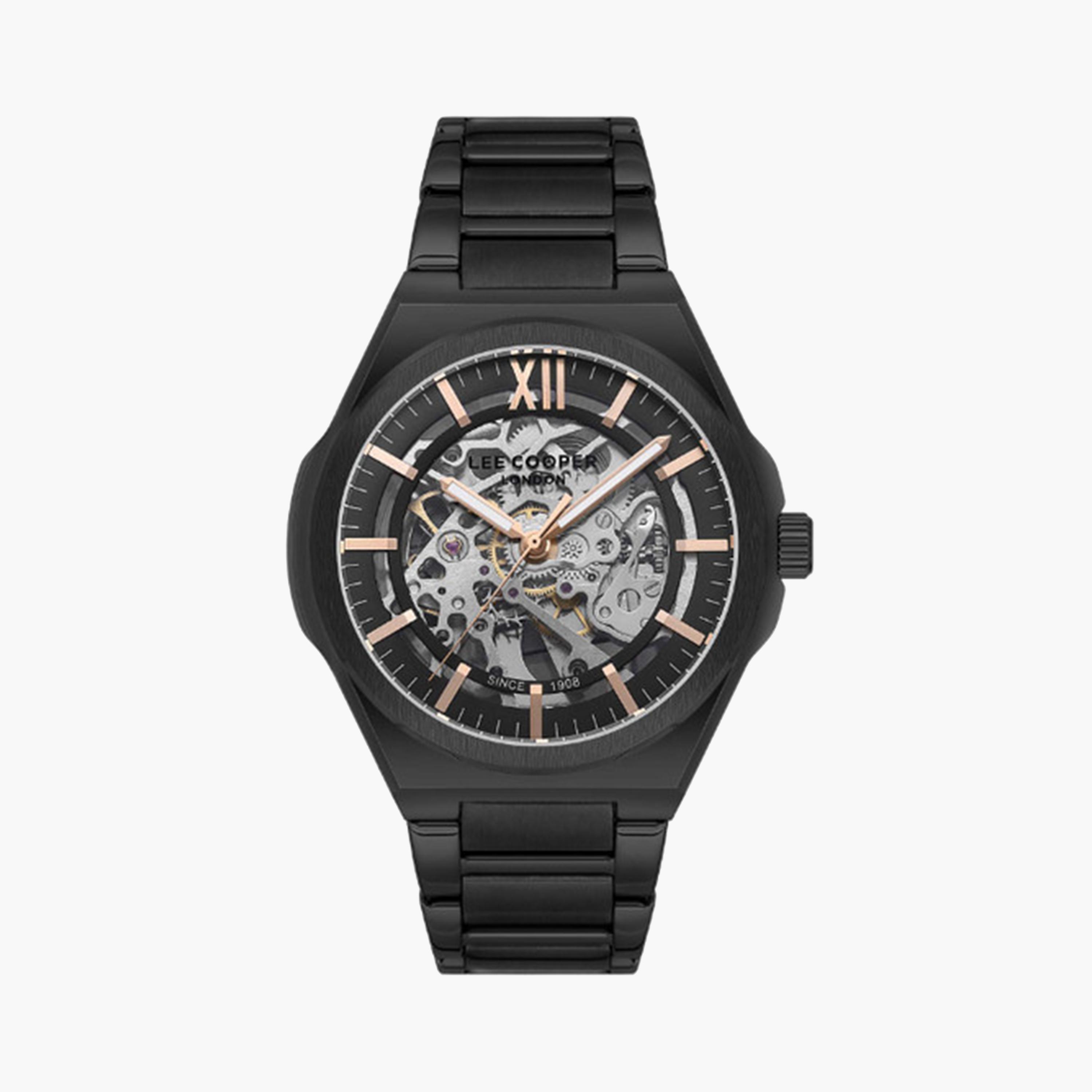 لي كوبر- ساعة اوتوماتيكية للرجال 43 ملم بحزام معدني أسود | LC08051.650-men-watchesandjewellery-watches-image-1
