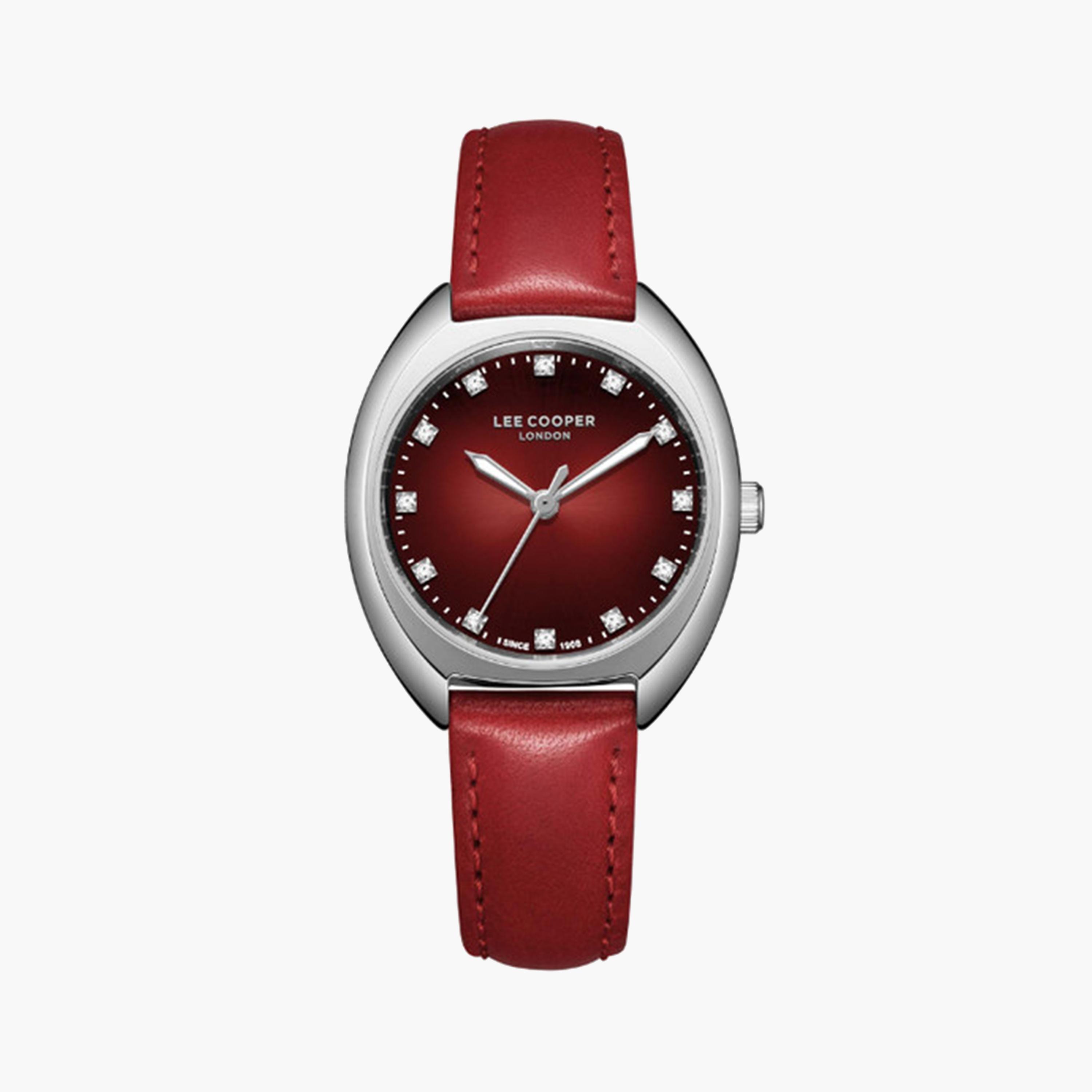 لي كوبر- ساعة تناظرية للنساء بسوار جلدي أحمر 30 مم باللون الأحمر | LC07988.388-women-watchesandjewellery-watches-image-1