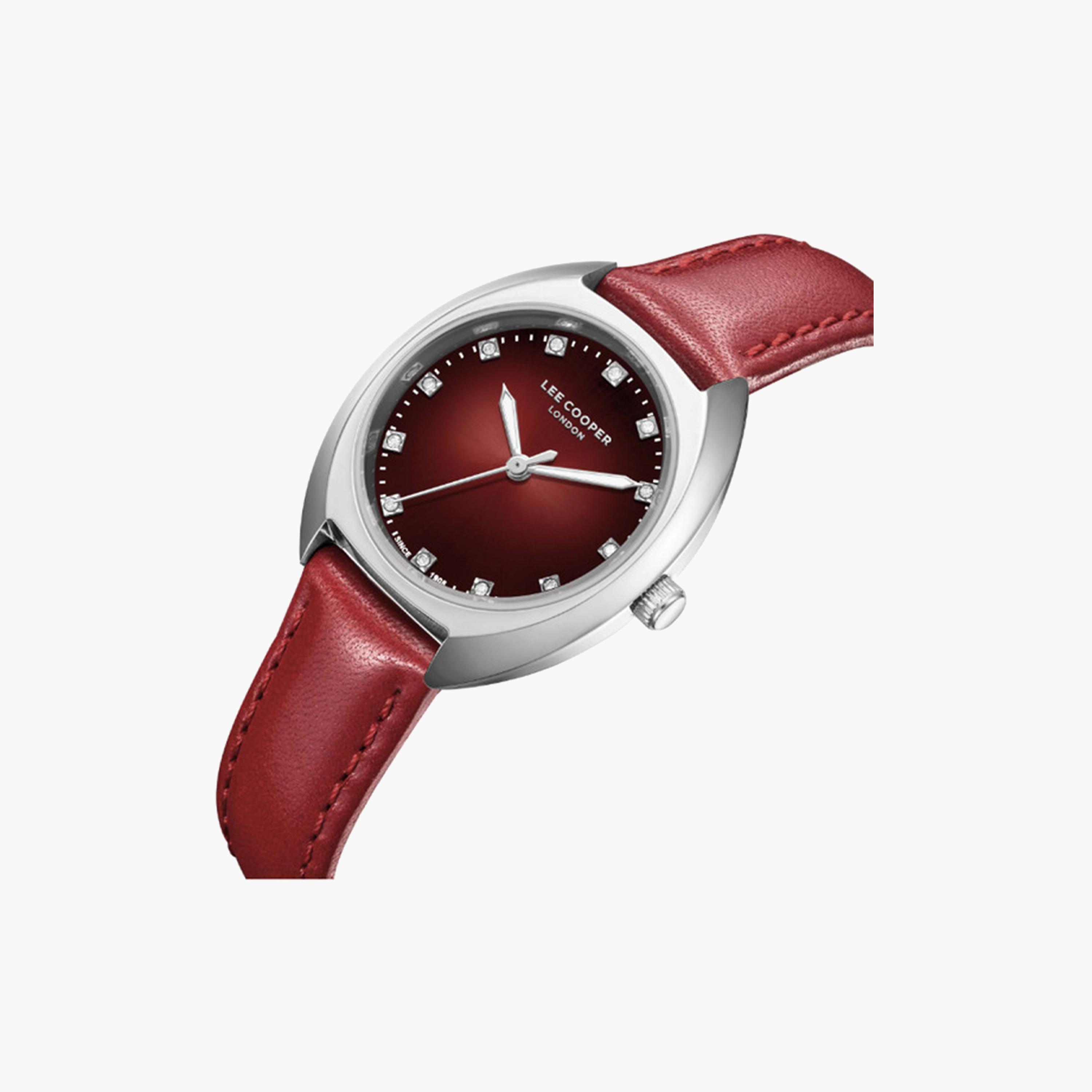لي كوبر- ساعة تناظرية للنساء بسوار جلدي أحمر 30 مم باللون الأحمر | LC07988.388-women-watchesandjewellery-watches-image-2