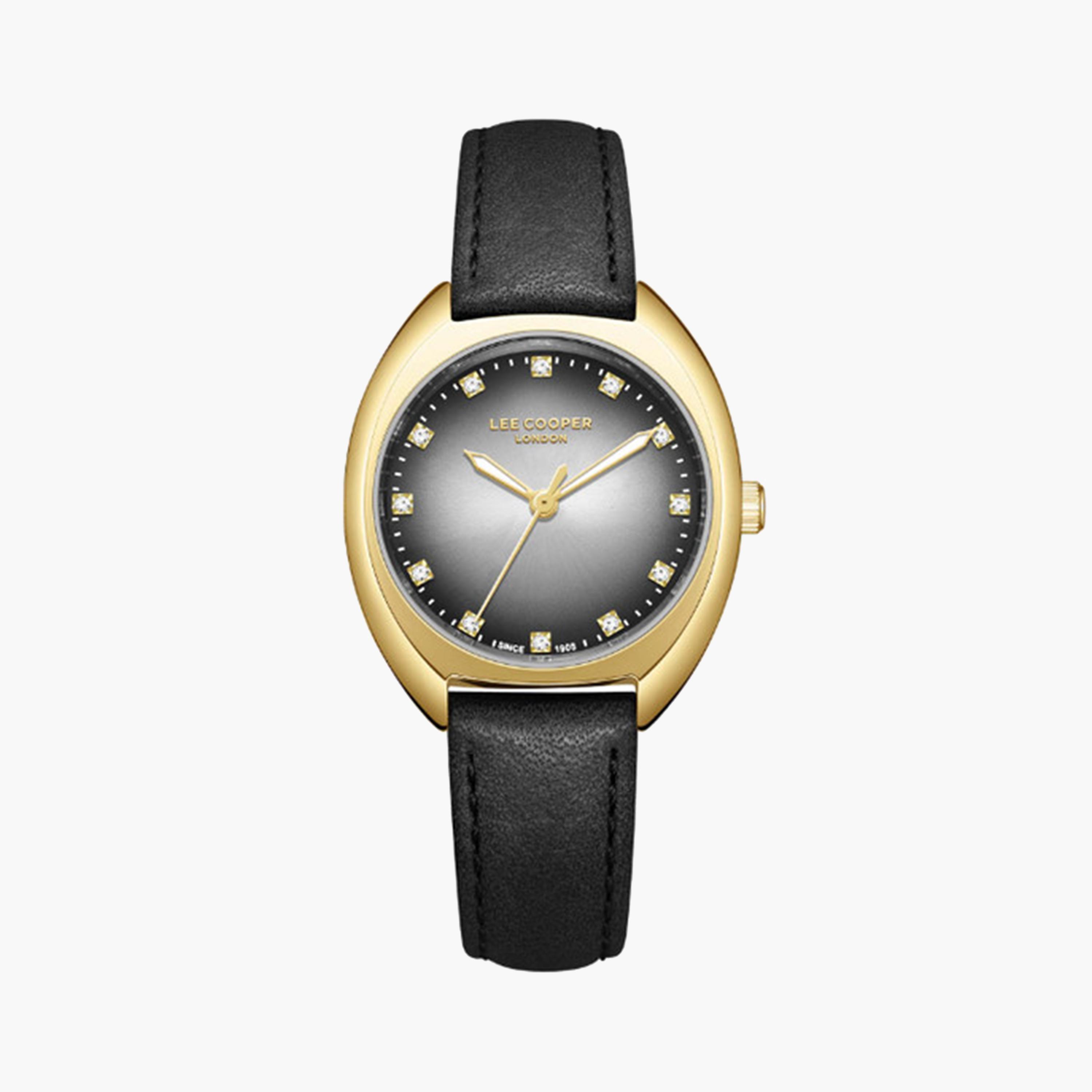 لي كوبر- ساعة تناظرية للنساء بسوار جلدي 30 ملم باللون الأسود | LC07988.131-women-watchesandjewellery-watches-image-1