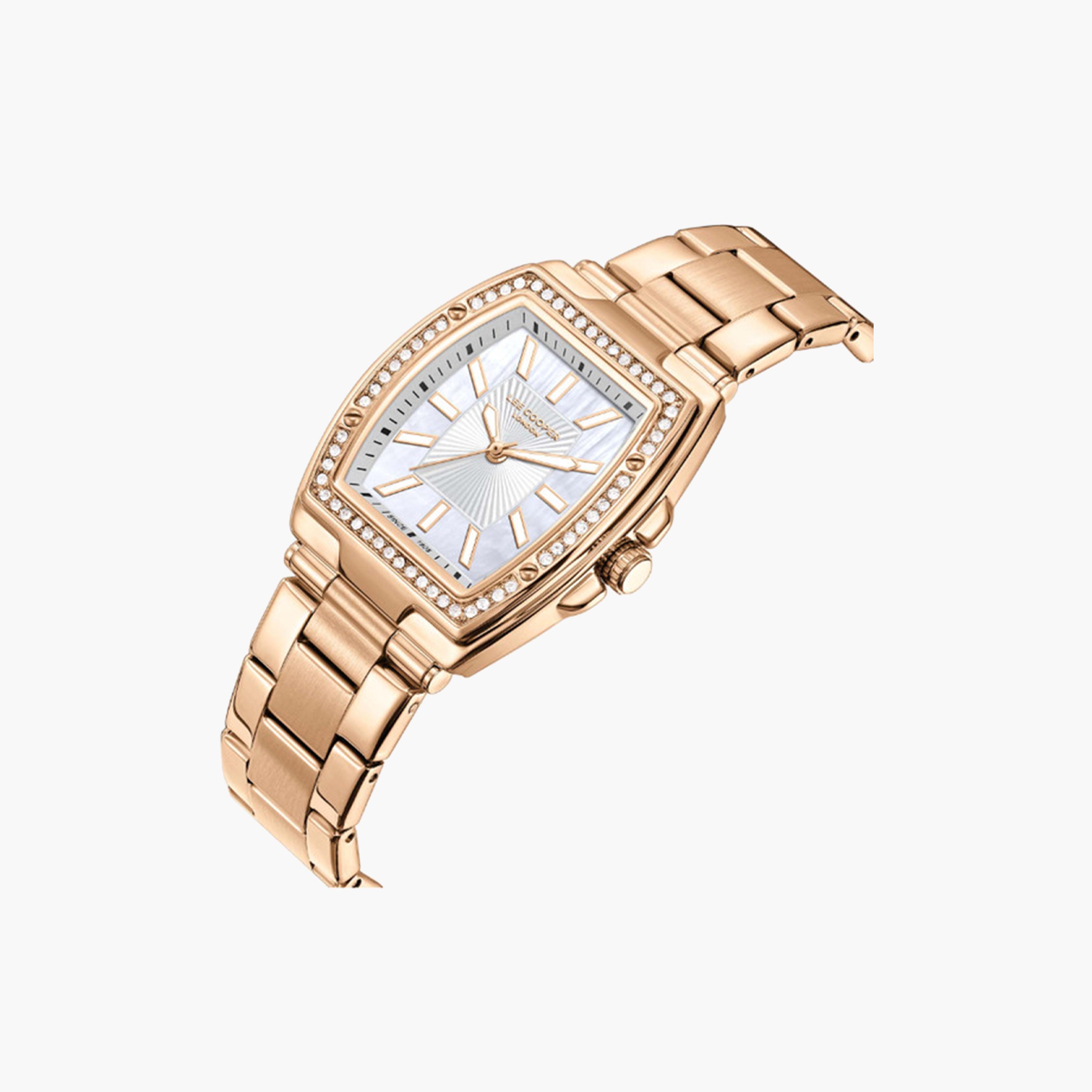 لي كوبر- ساعة تناظرية للنساء بسوار معدني 30 مم باللون الذهبي الوردي | LC08058.430-women-watchesandjewellery-watches-image-4