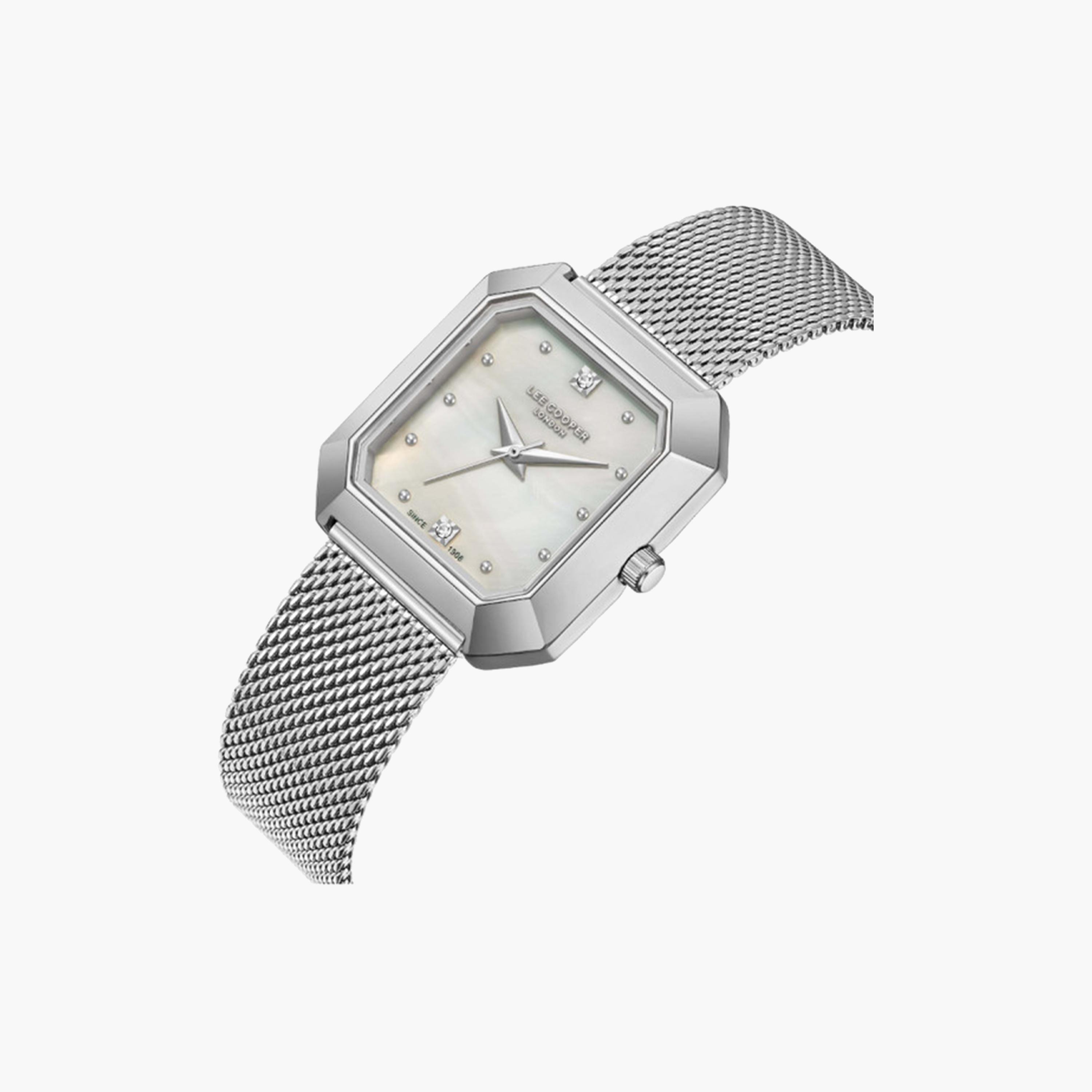 لي كوبر- ساعة تناظرية للنساء بسوار شبكي فضي مقاس 27 ملم | LC08027.320-women-watchesandjewellery-watches-image-2