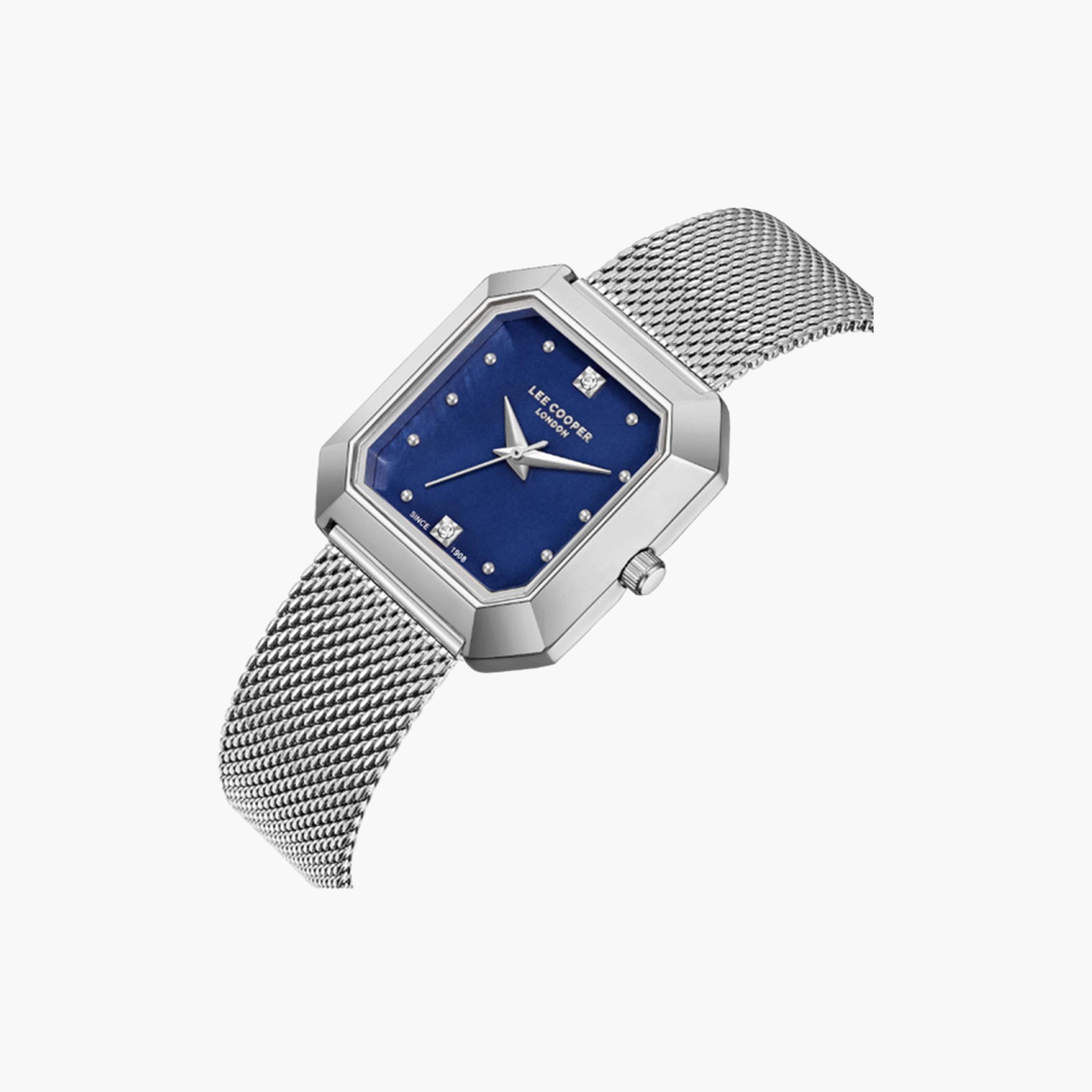 لي كوبر- ساعة تناظرية للنساء بسوار شبكي فضي مقاس 27 ملم | LC08027.390-women-watchesandjewellery-watches-image-2