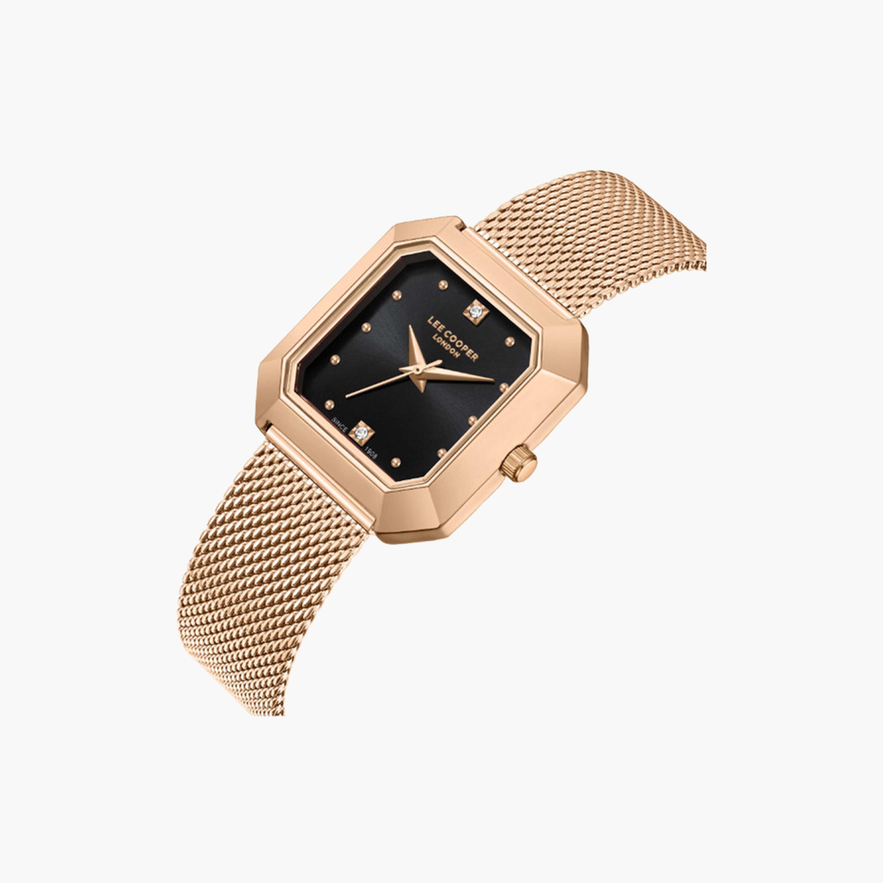 لي كوبر- ساعة تناظرية للنساء بسوار معدني ذهبي وردي مقاس 27 مم | LC08027.450-women-watchesandjewellery-watches-image-2