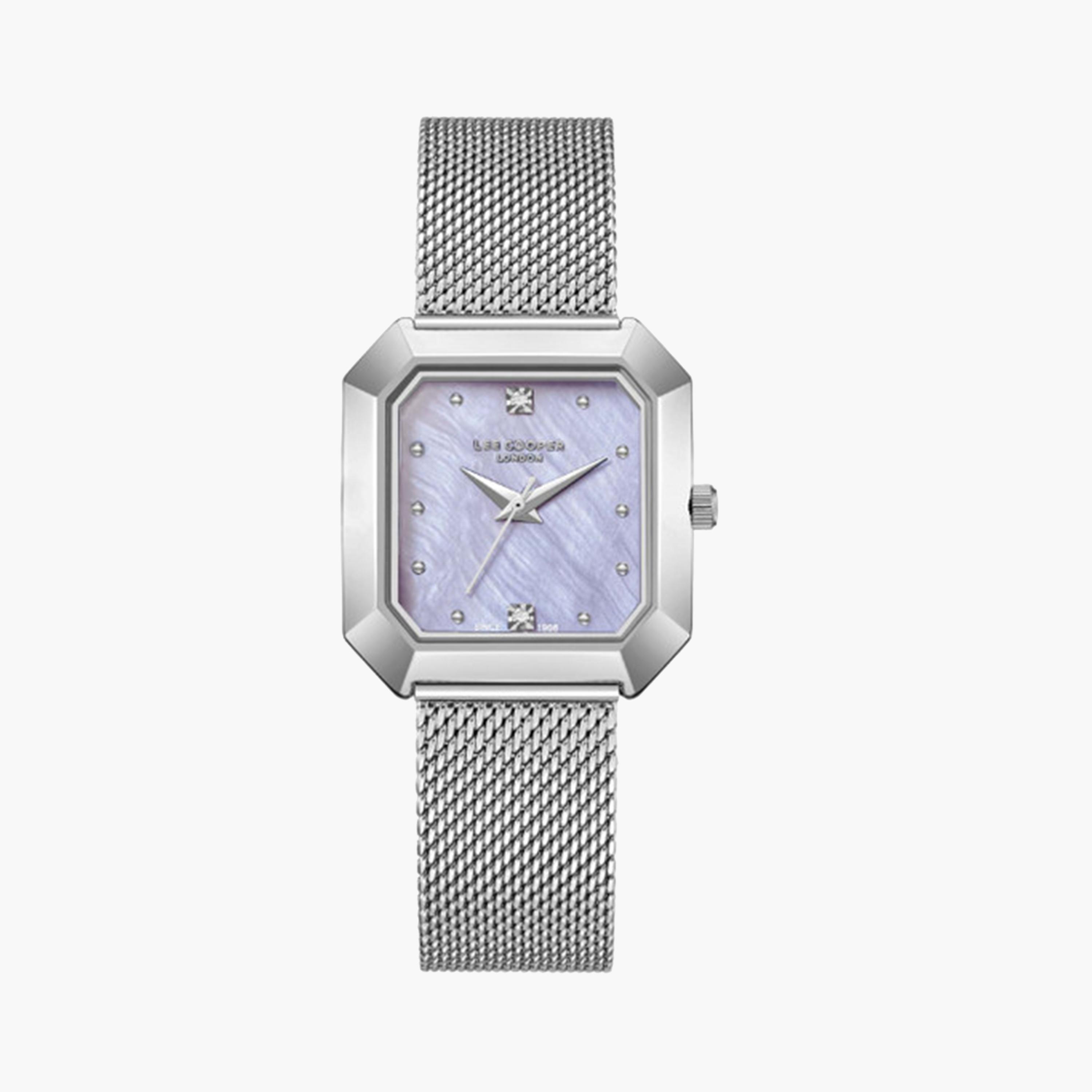لي كوبر- ساعة تناظرية للنساء بسوار شبكي فضي مقاس 27 ملم | LC08027.380-women-watchesandjewellery-watches-image-1