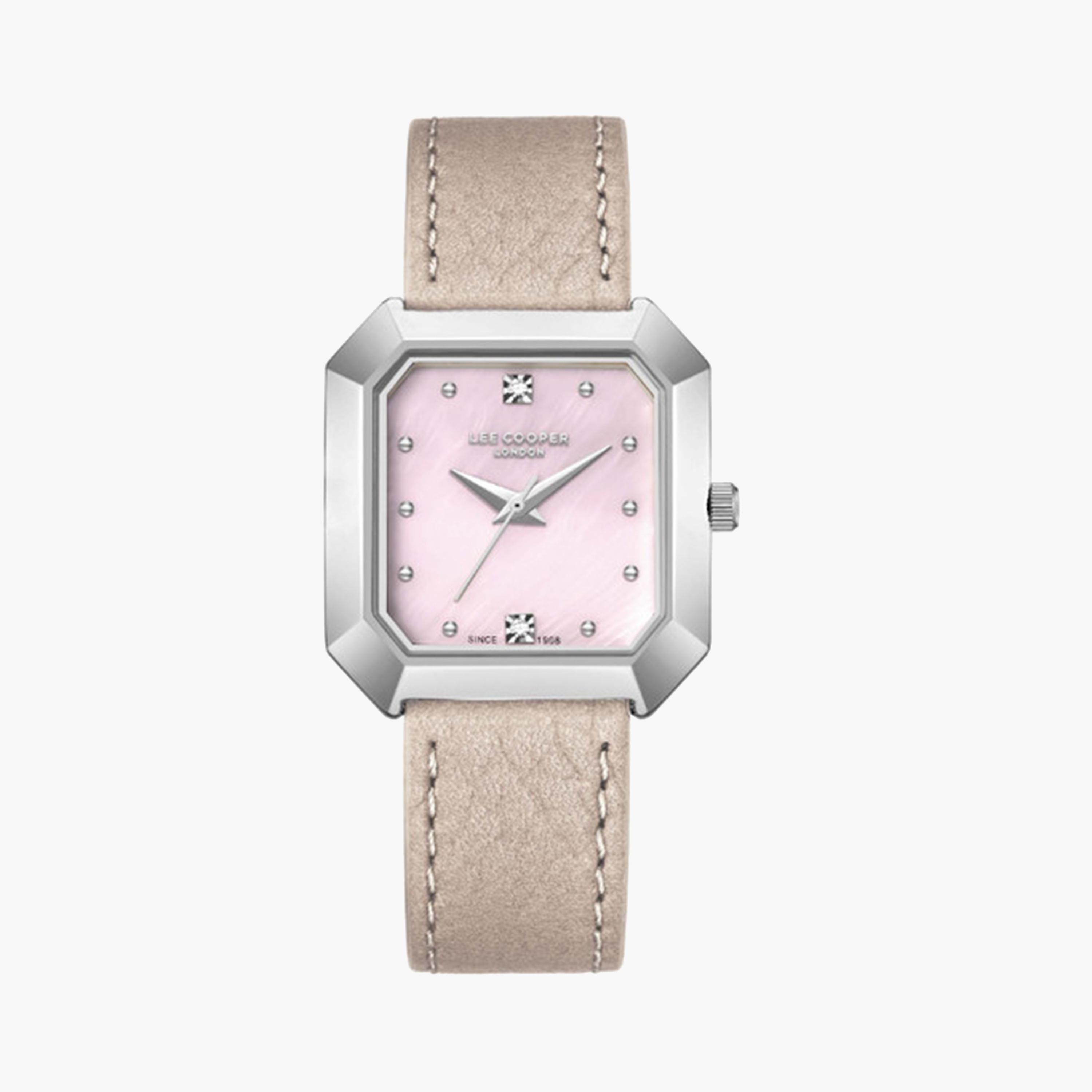 Lee Cooper Women's 27 MM Pink Analog Leather Strap Watch | LC08028.380-women-watchesandjewellery-watches-image-1