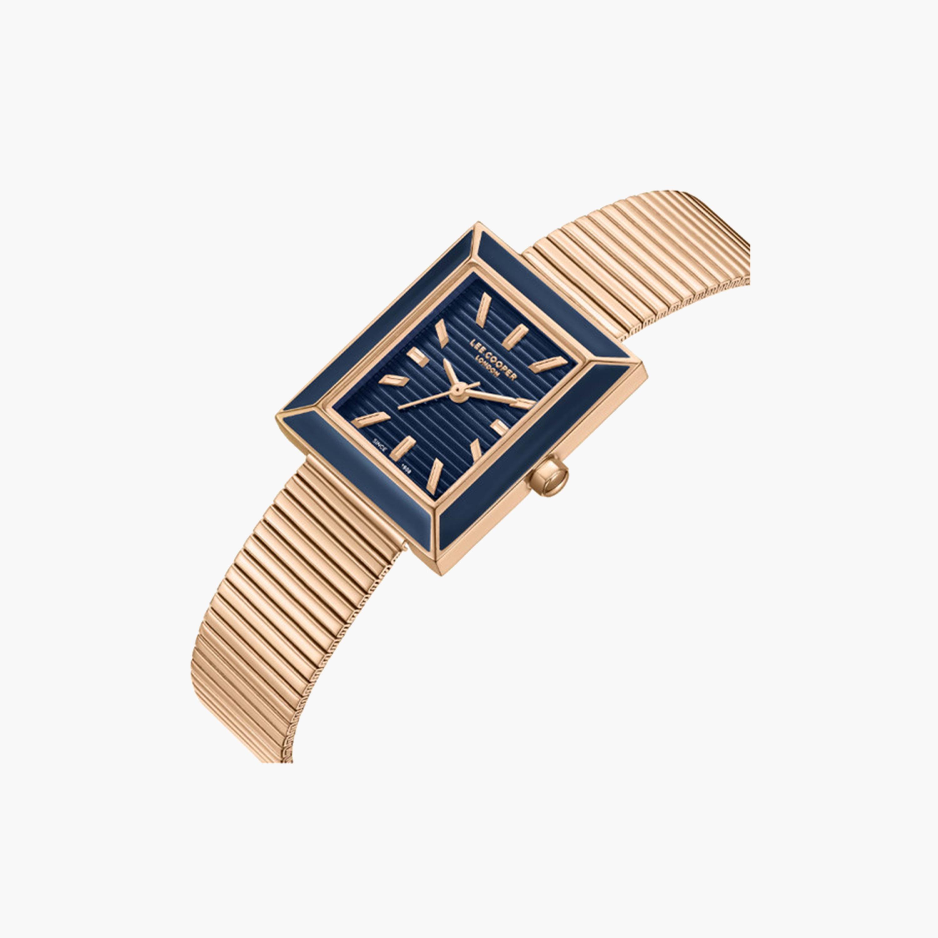 لي كوبر- ساعة تناظرية للنساء بحزام شبكي ذهبي وردي مقاس 23 مم | LC08071.490-women-watchesandjewellery-watches-image-2