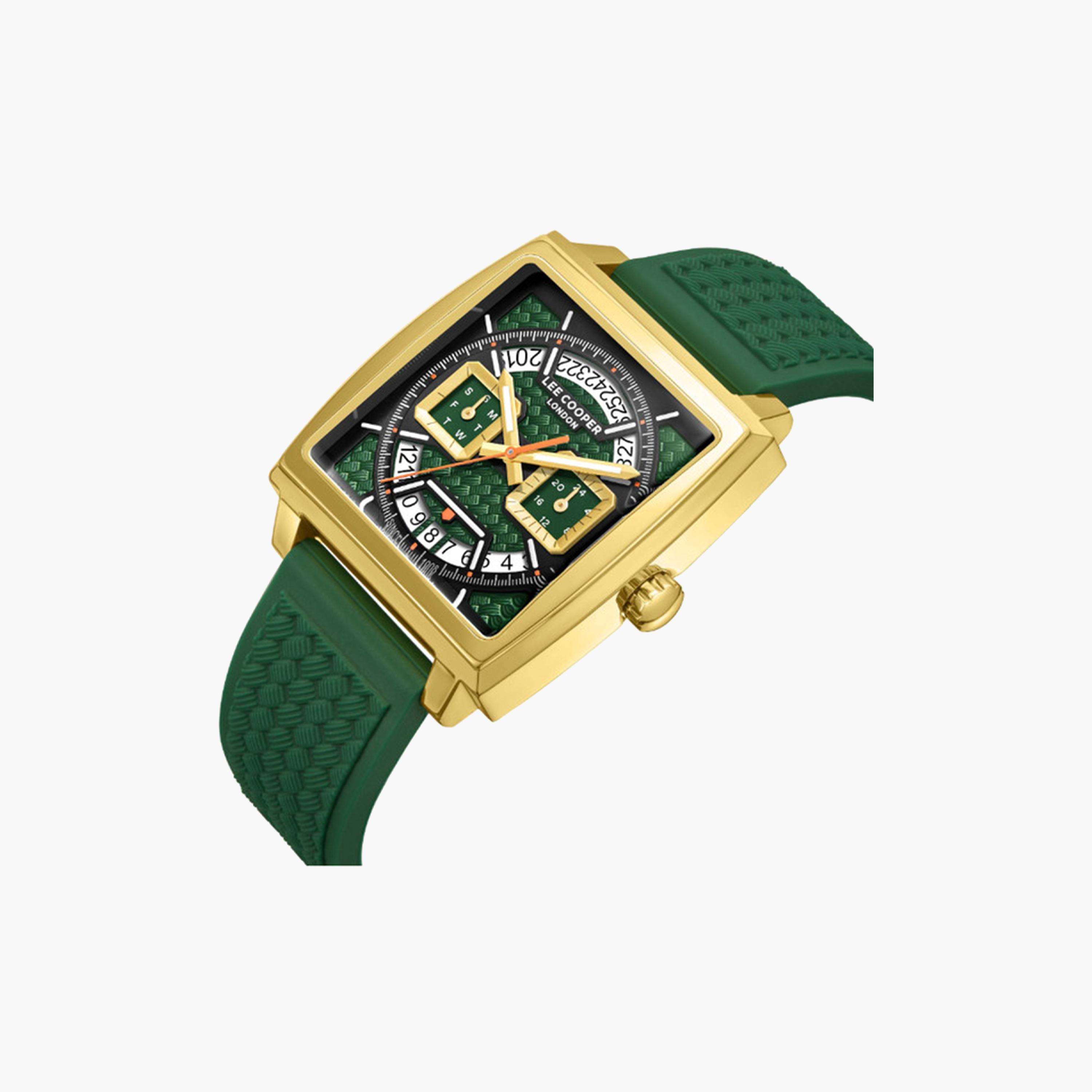 Lee Cooper Men's 39 MM Green Chronograph Silicone Strap Watch | LC08065.177-men-watchesandjewellery-watches-image-2