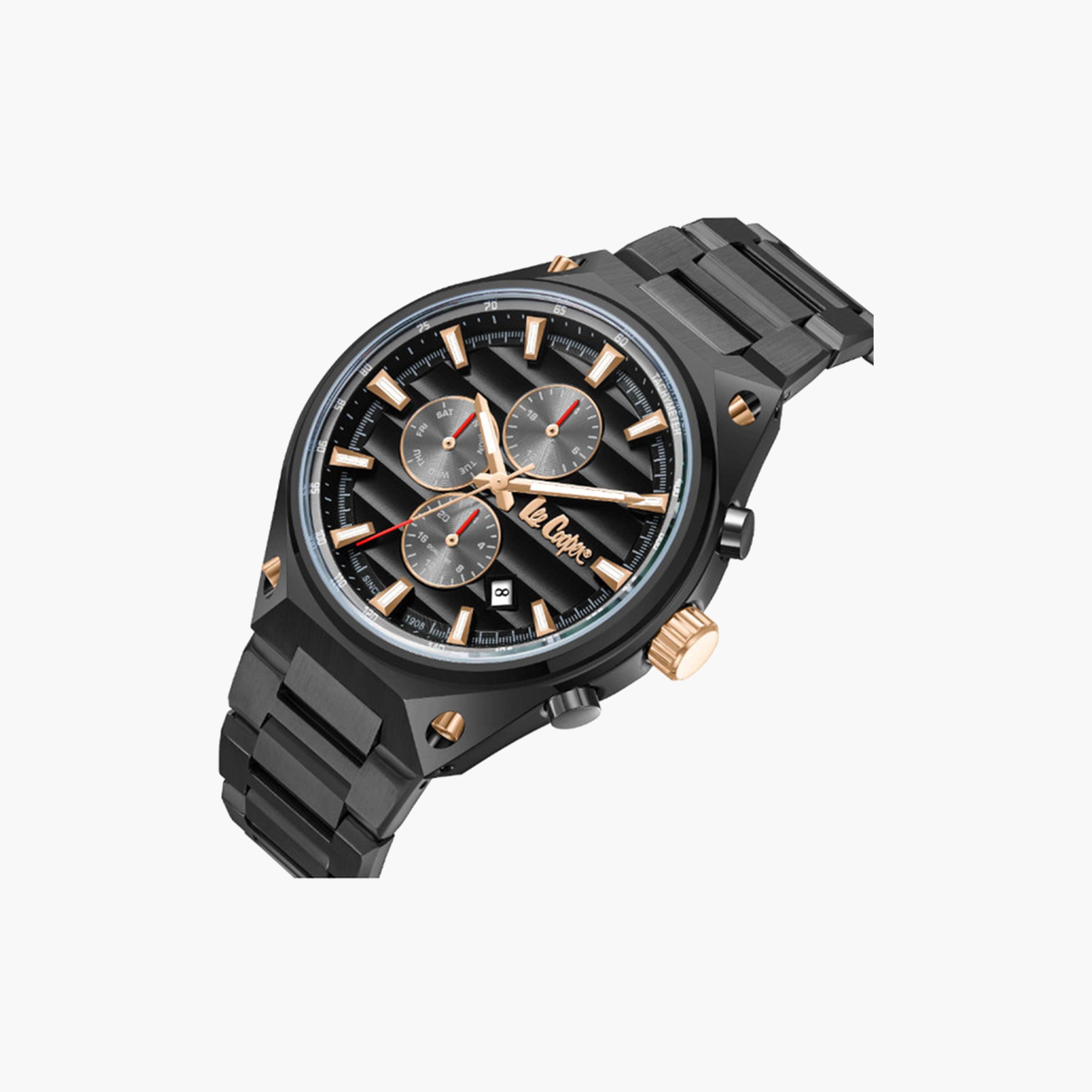 لي كوبر- ساعة كرونوغراف للرجال 45 ملم رمادية بحزام معدني | LC08026.060-men-watchesandjewellery-watches-image-2