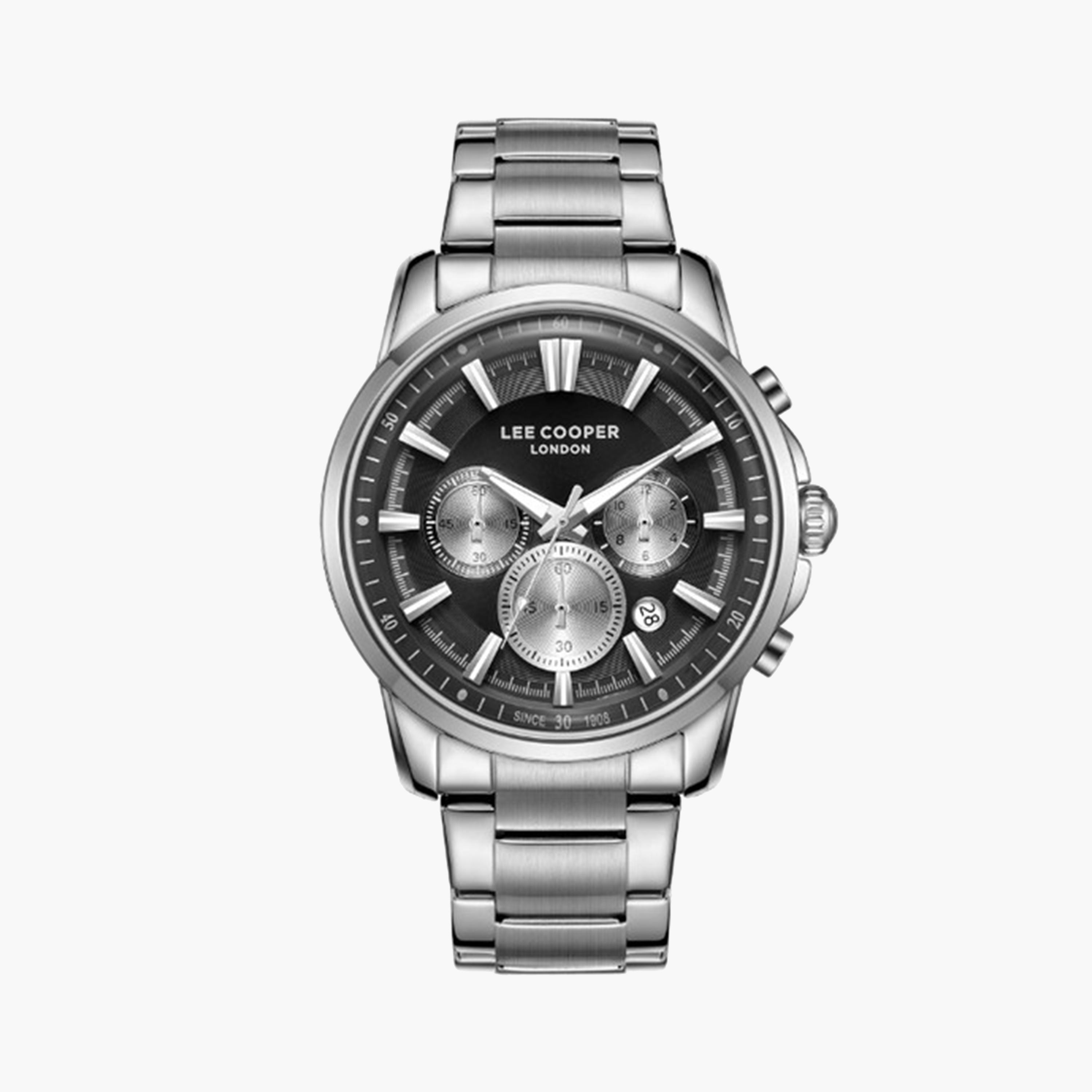 Lee Cooper Men's 43 MM Silver Chronograph Metal Strap Watch | LC08068.350-men-watchesandjewellery-watches-image-1