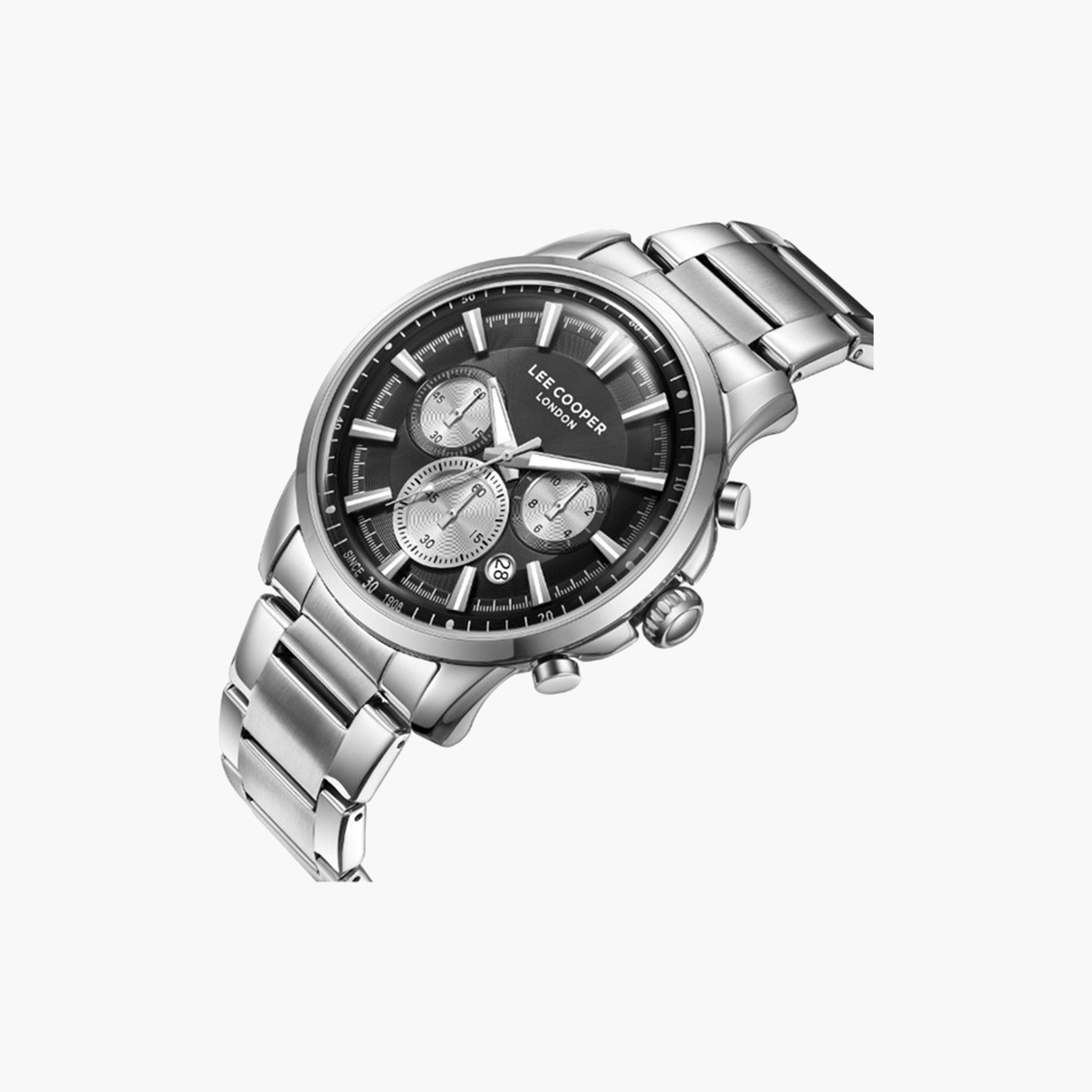 Lee Cooper Men's 43 MM Silver Chronograph Metal Strap Watch | LC08068.350-men-watchesandjewellery-watches-image-2