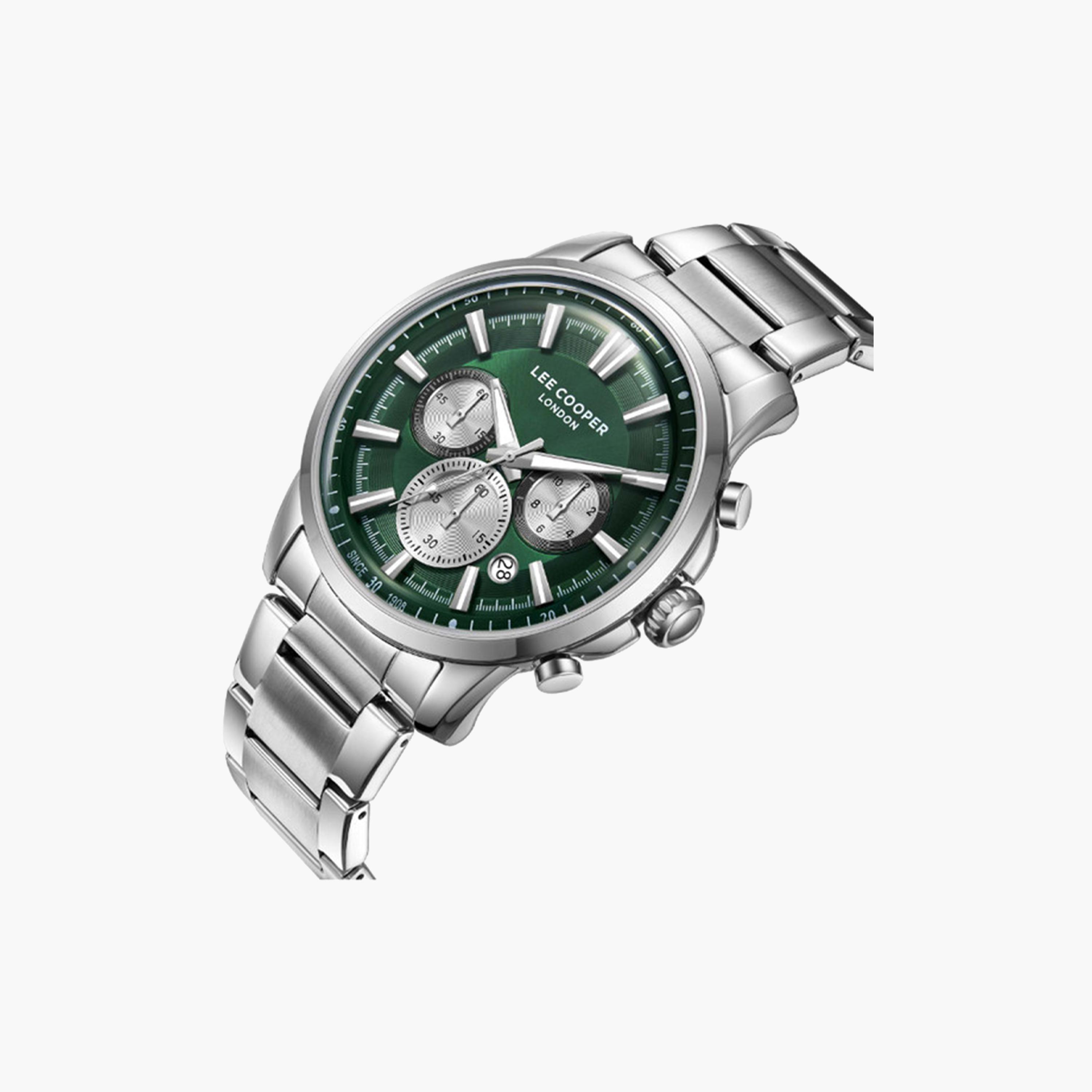 Lee Cooper Men's 43 MM Silver Chronograph Metal Strap Watch | LC08068.370-men-watchesandjewellery-watches-image-2
