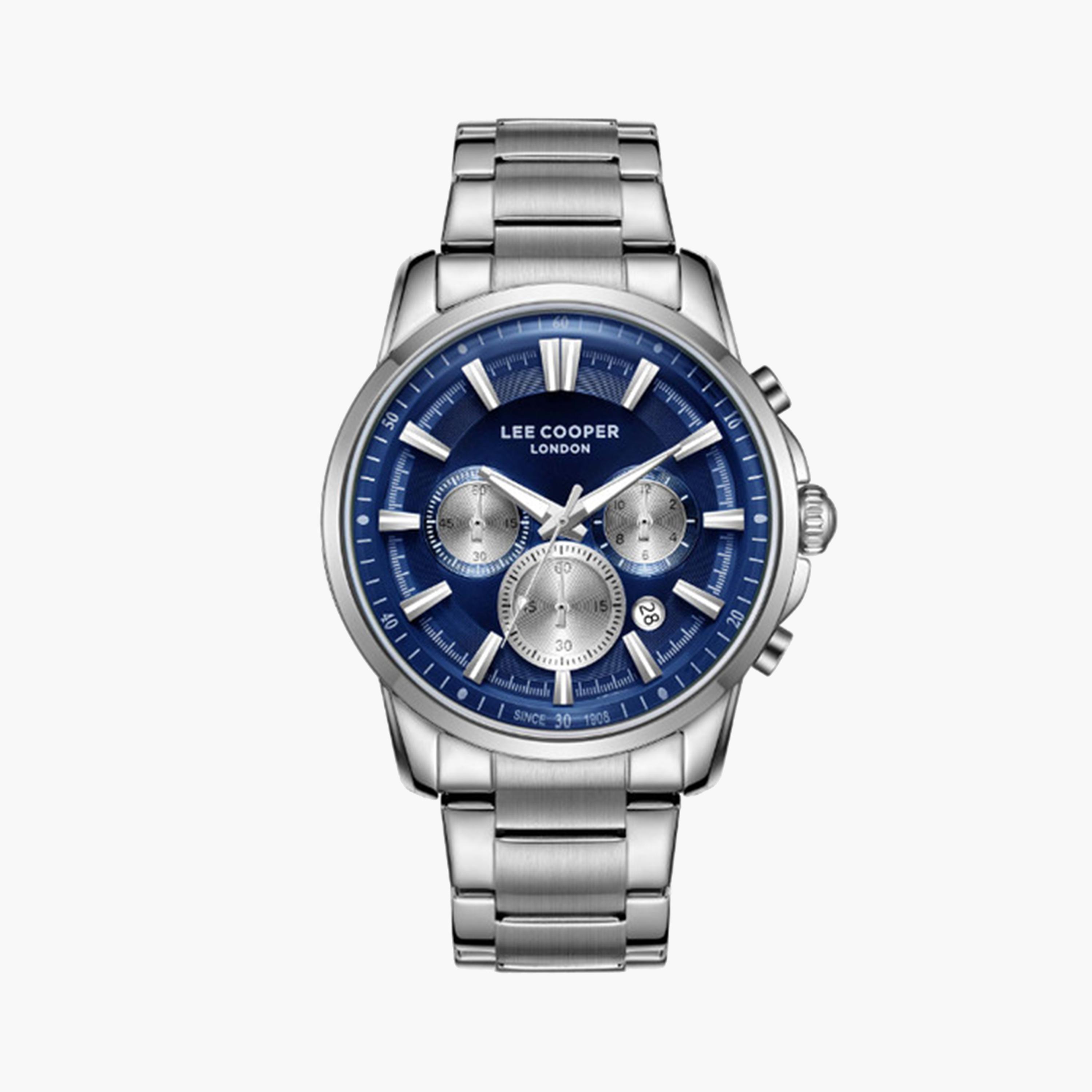Lee Cooper Men's 43 MM Silver Chronograph Metal Strap Watch | LC08068.390-men-watchesandjewellery-watches-image-1