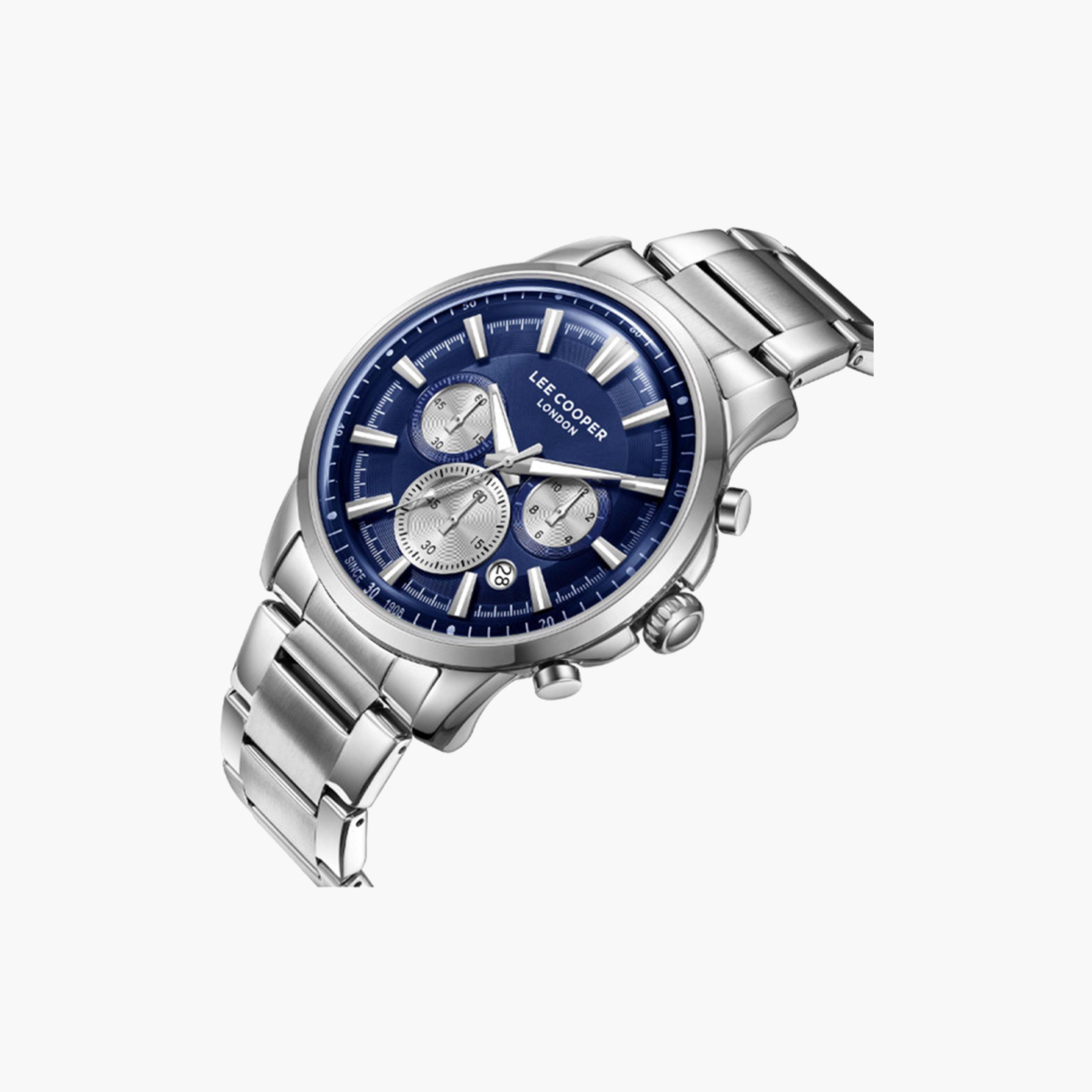 Lee Cooper Men's 43 MM Silver Chronograph Metal Strap Watch | LC08068.390-men-watchesandjewellery-watches-image-2