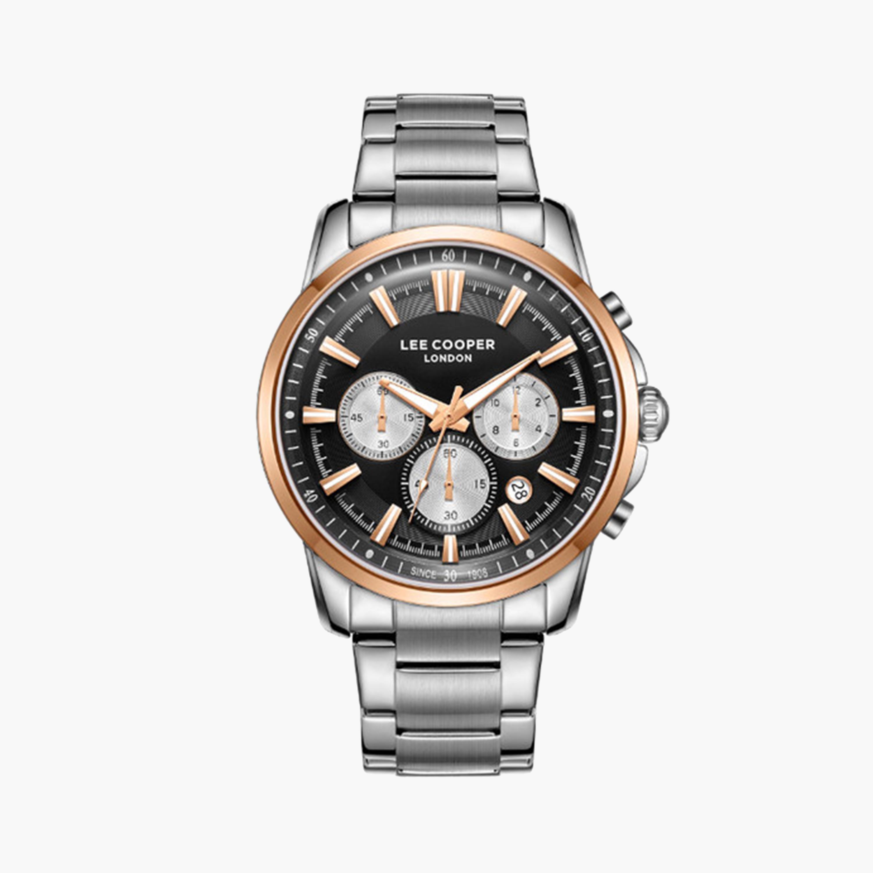 لي كوبر- ساعة كرونوغراف للرجال 43 ملم فضية بحزام معدني | LC08068.550-men-watchesandjewellery-watches-image-1