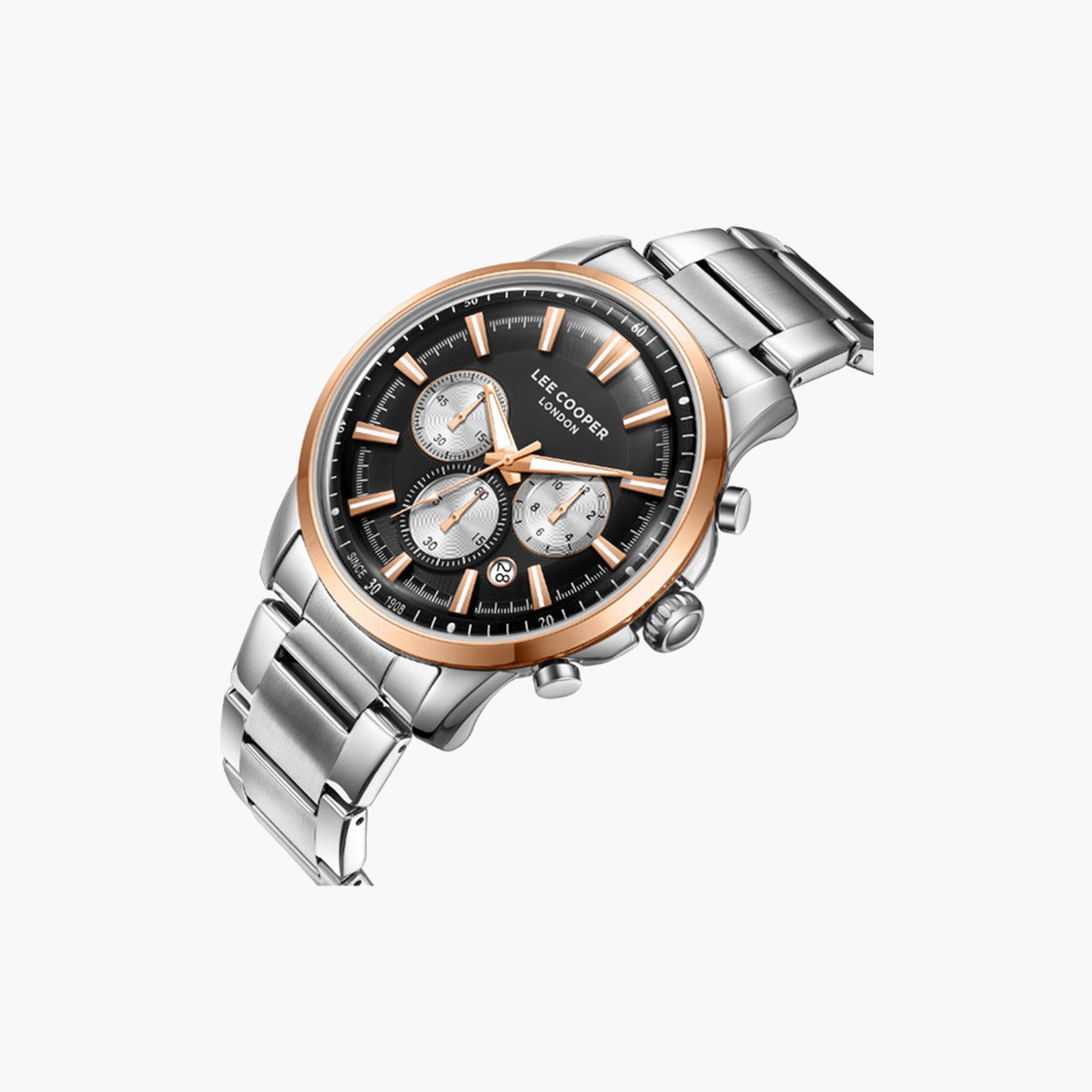 لي كوبر- ساعة كرونوغراف للرجال 43 ملم فضية بحزام معدني | LC08068.550-men-watchesandjewellery-watches-image-2
