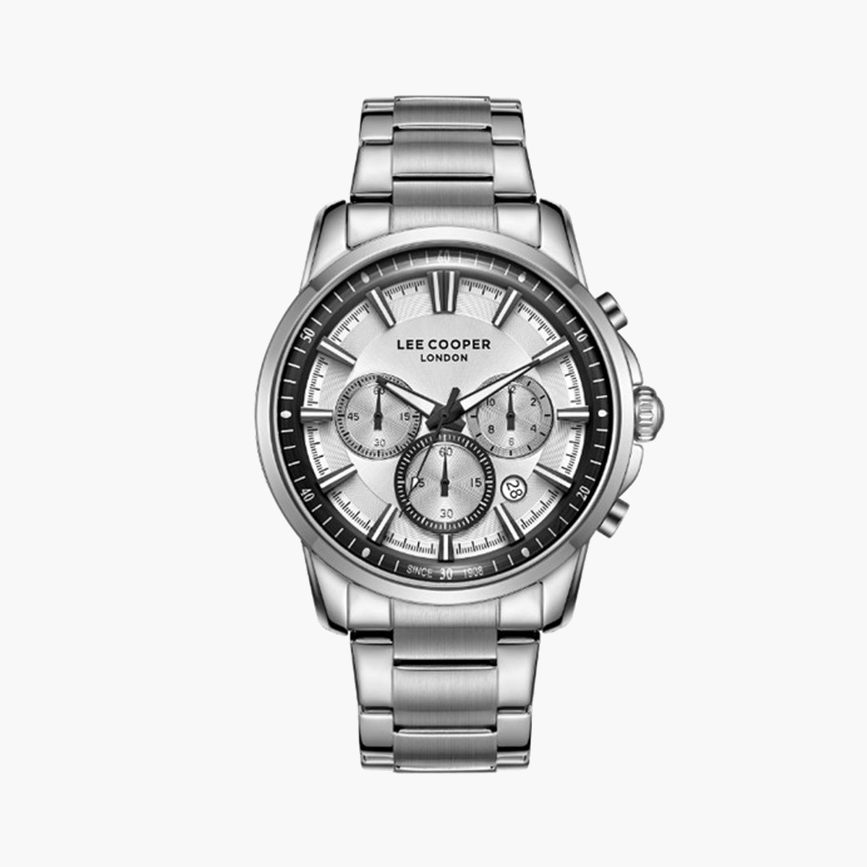 Lee Cooper Men's 43 MM Silver Chronograph Metal Strap Watch | LC08068.330-men-watchesandjewellery-watches-image-1