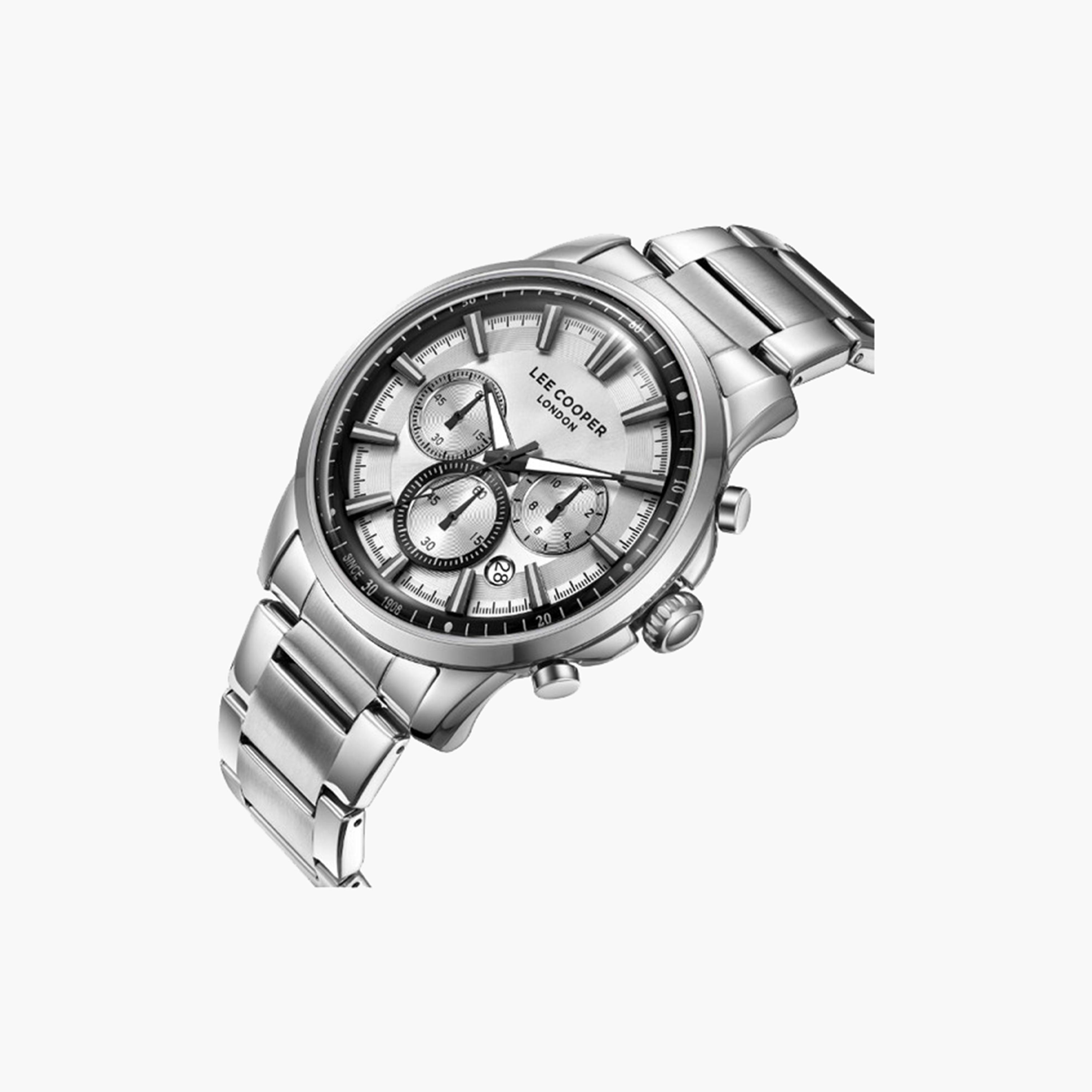 Lee Cooper Men's 43 MM Silver Chronograph Metal Strap Watch | LC08068.330-men-watchesandjewellery-watches-image-2