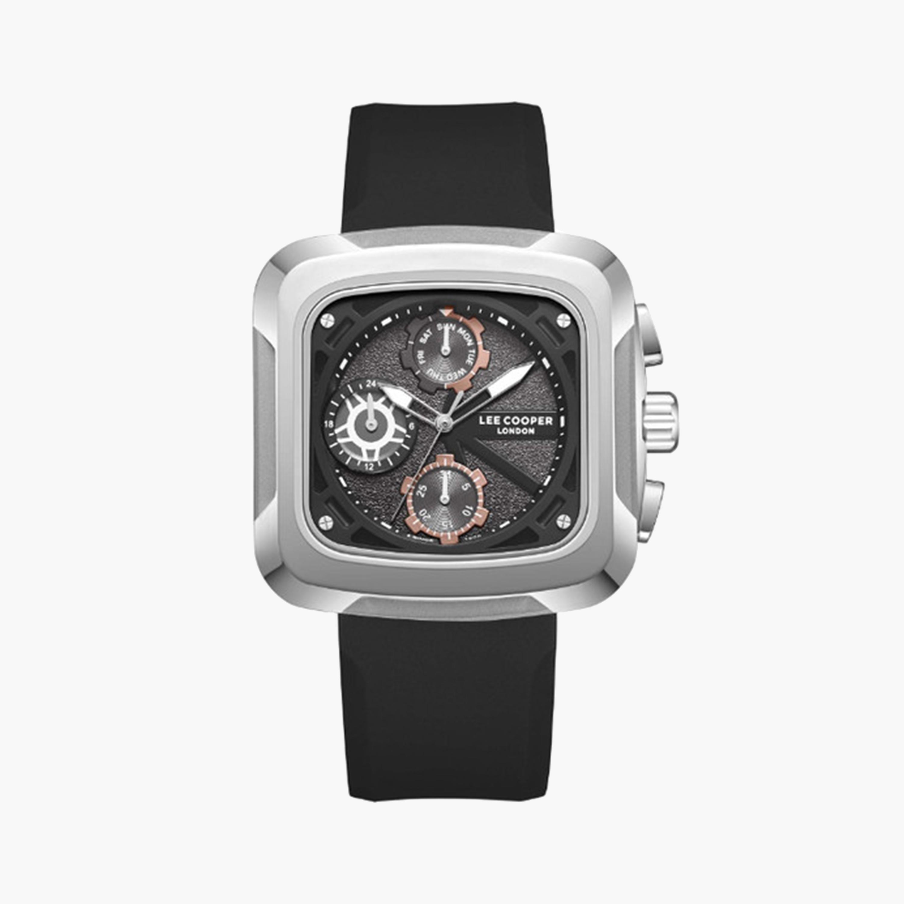 لي كوبر- ساعة كرونوغراف للرجال 40 مم سوداء بحزام سيليكون | LC08012.361-men-watchesandjewellery-watches-image-1