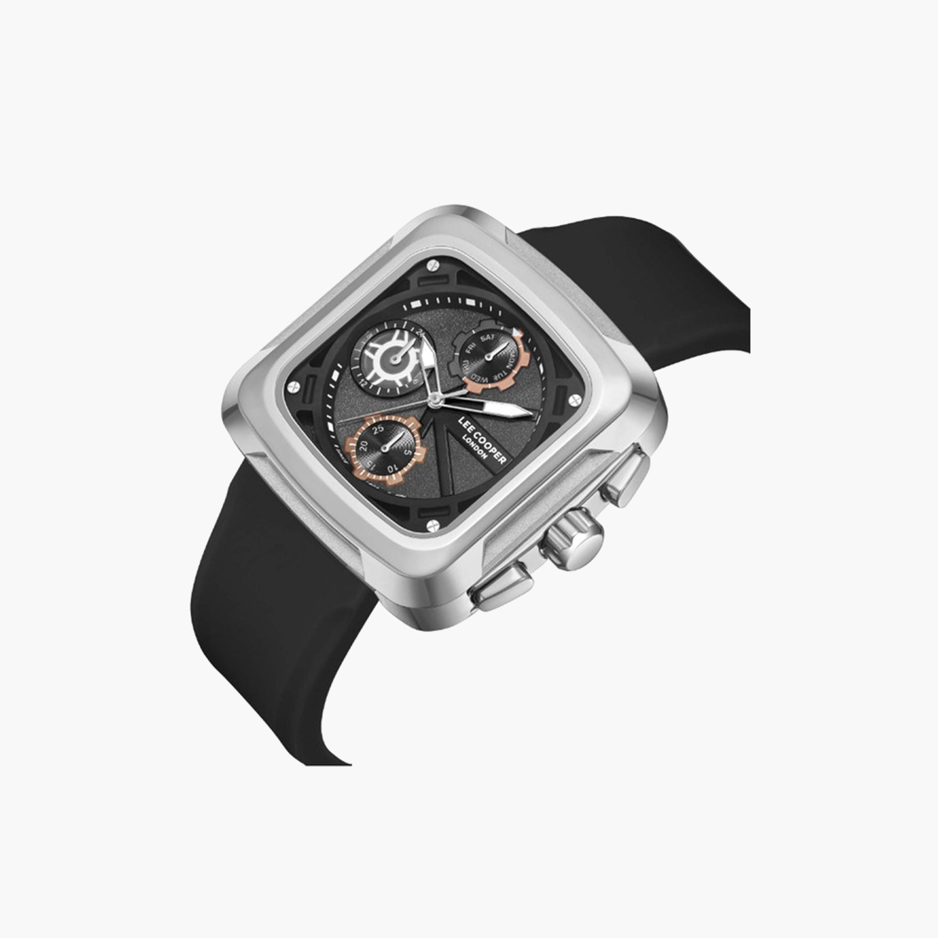 لي كوبر- ساعة كرونوغراف للرجال 40 مم سوداء بحزام سيليكون | LC08012.361-men-watchesandjewellery-watches-image-2