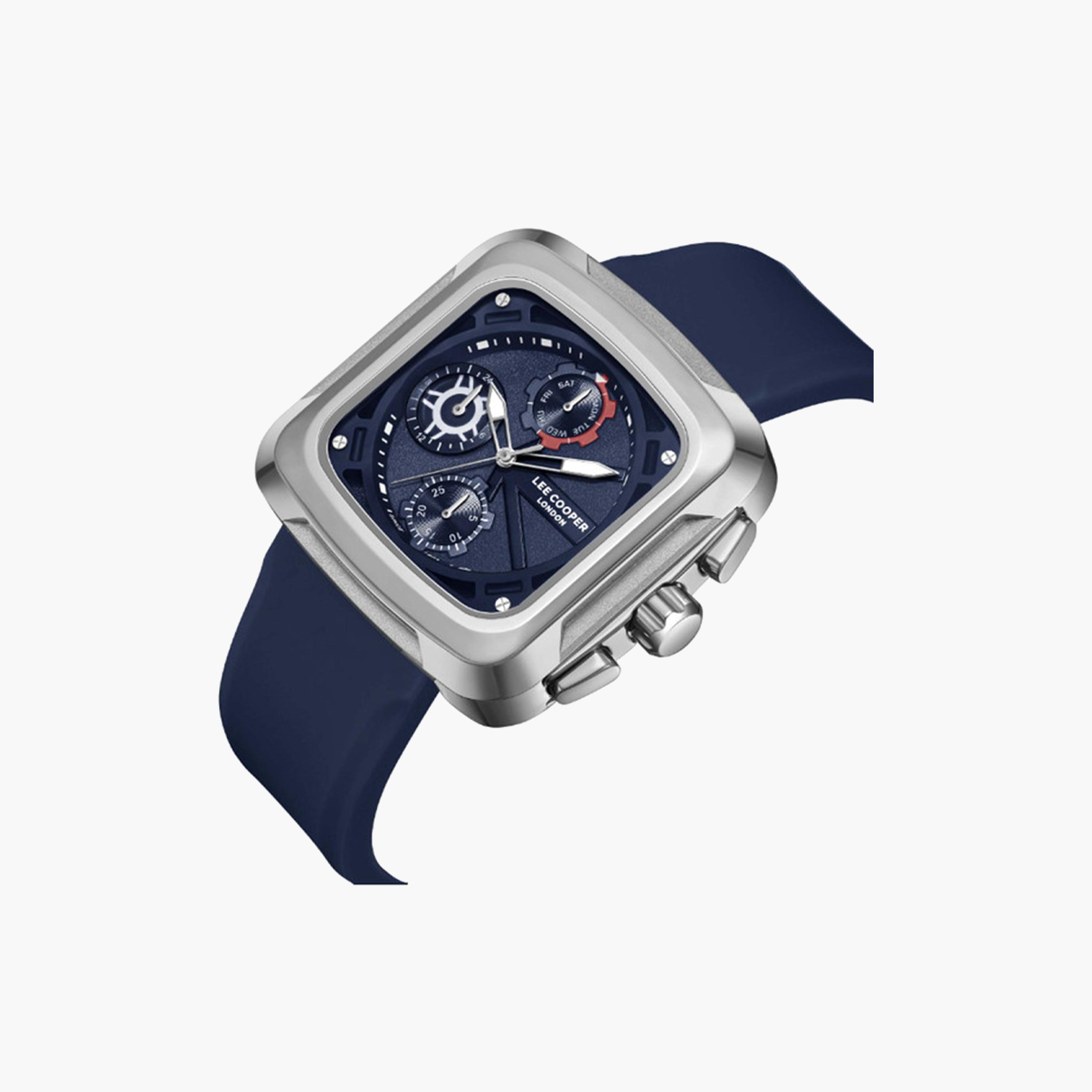 Lee Cooper Men's 40 MM Blue Chronograph Silicone Strap Watch | LC08012.399-men-watchesandjewellery-watches-image-2
