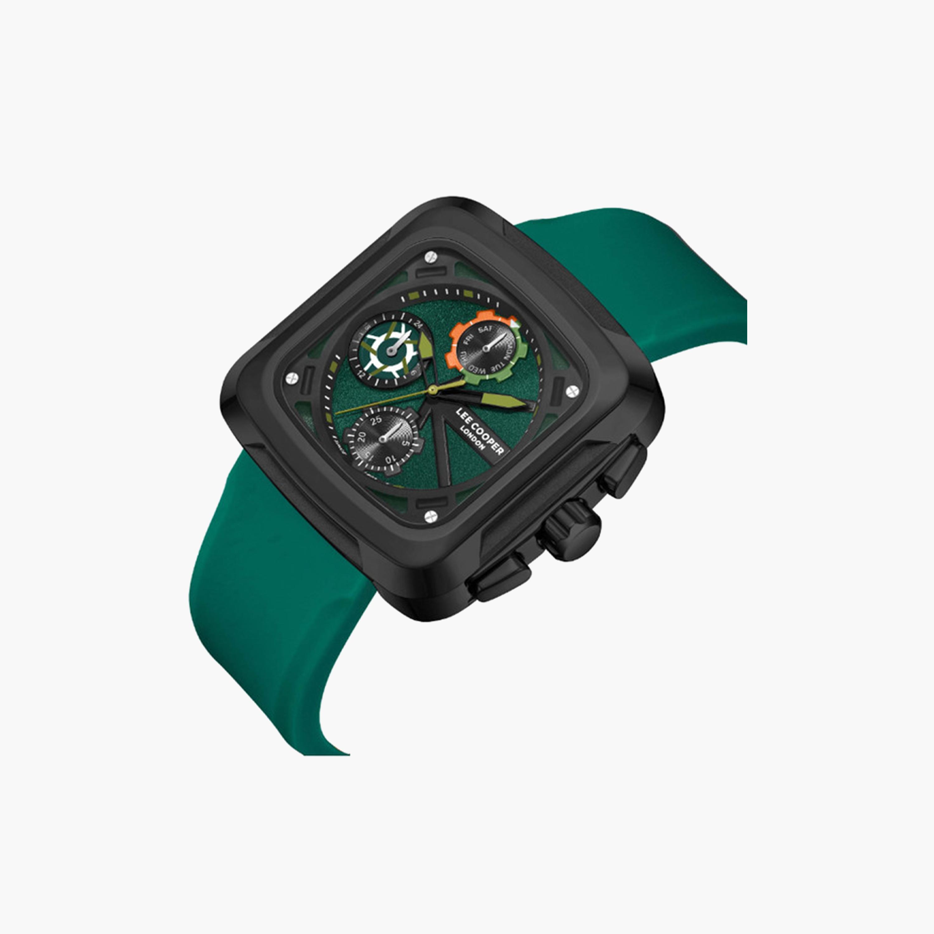 Lee Cooper Men's 40 MM Green Chronograph Silicone Strap Watch | LC08012.075-men-watchesandjewellery-watches-image-2