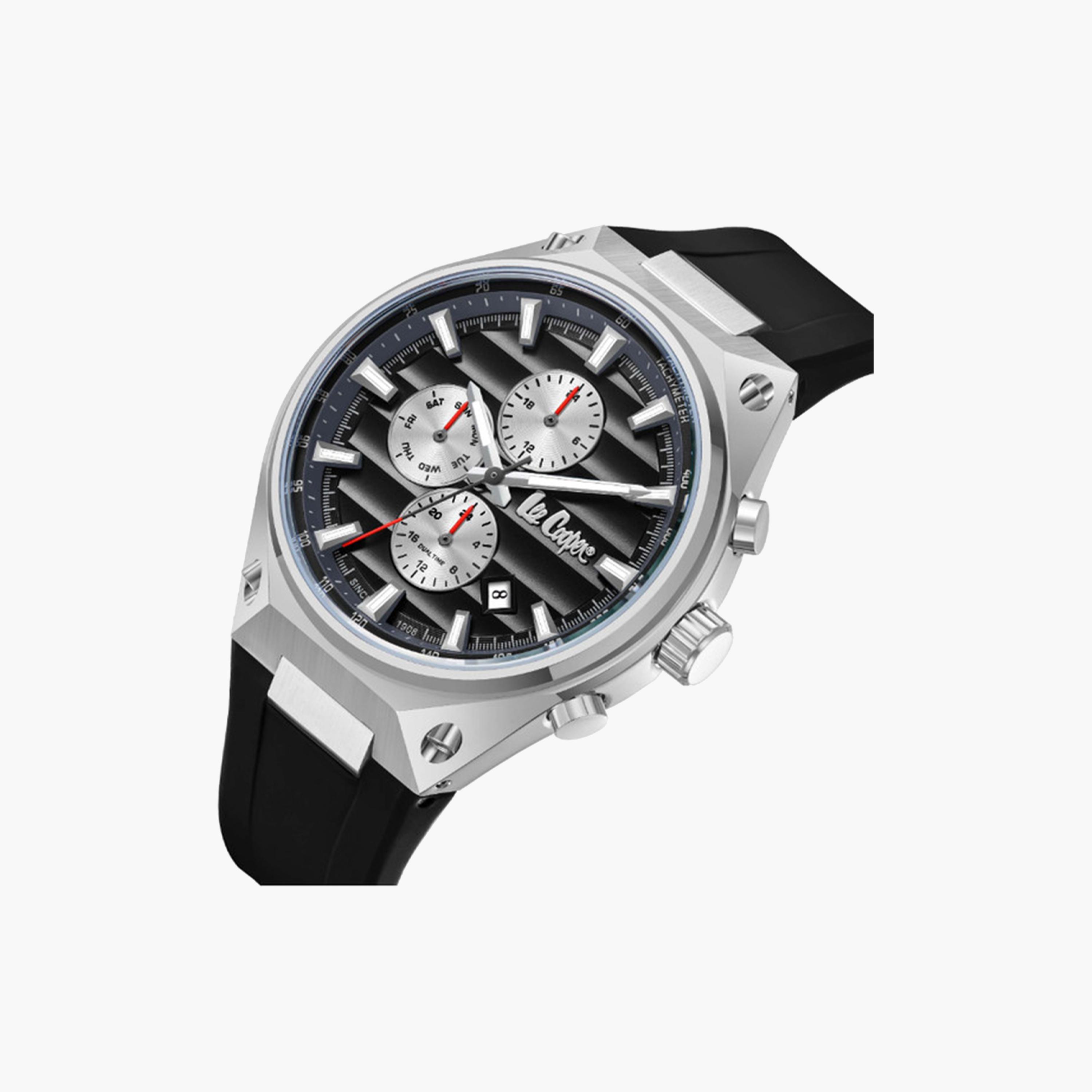 Lee Cooper Men's 45 MM Black Chronograph Leather Strap Watch | LC08063.351-men-watchesandjewellery-watches-image-2