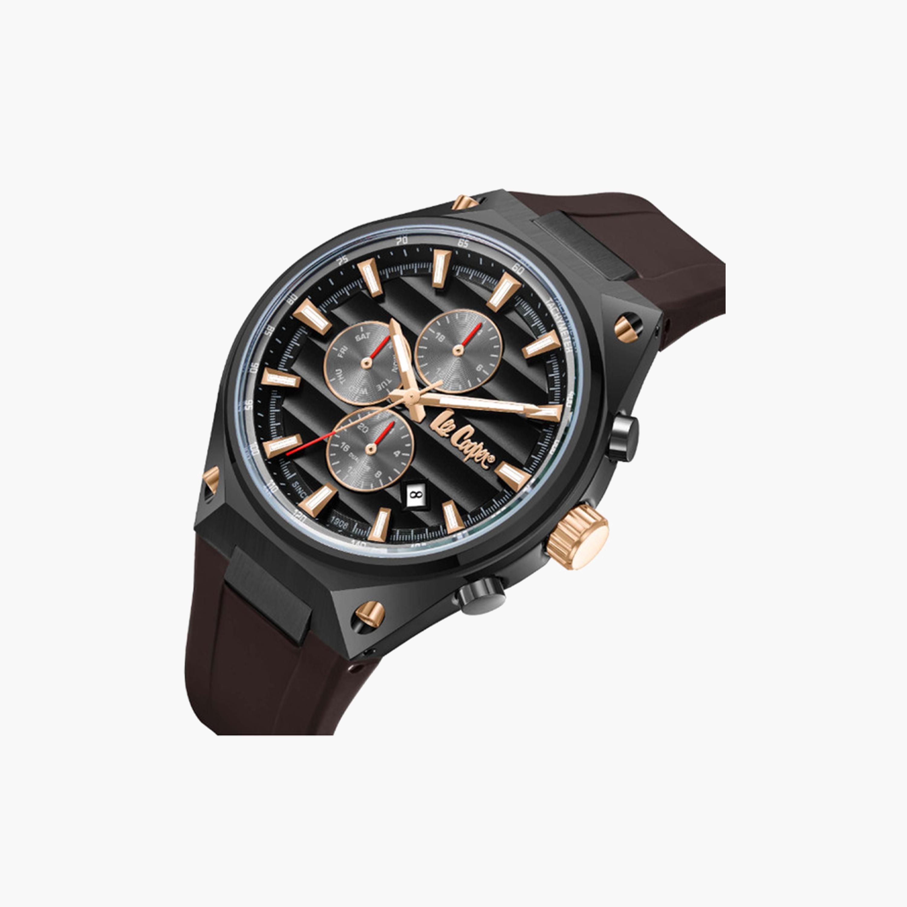 لي كوبر- ساعة كرونوغراف سوداء للرجال مقاس 45 ملم بحزام جلدي | LC08063.061-men-watchesandjewellery-watches-image-2