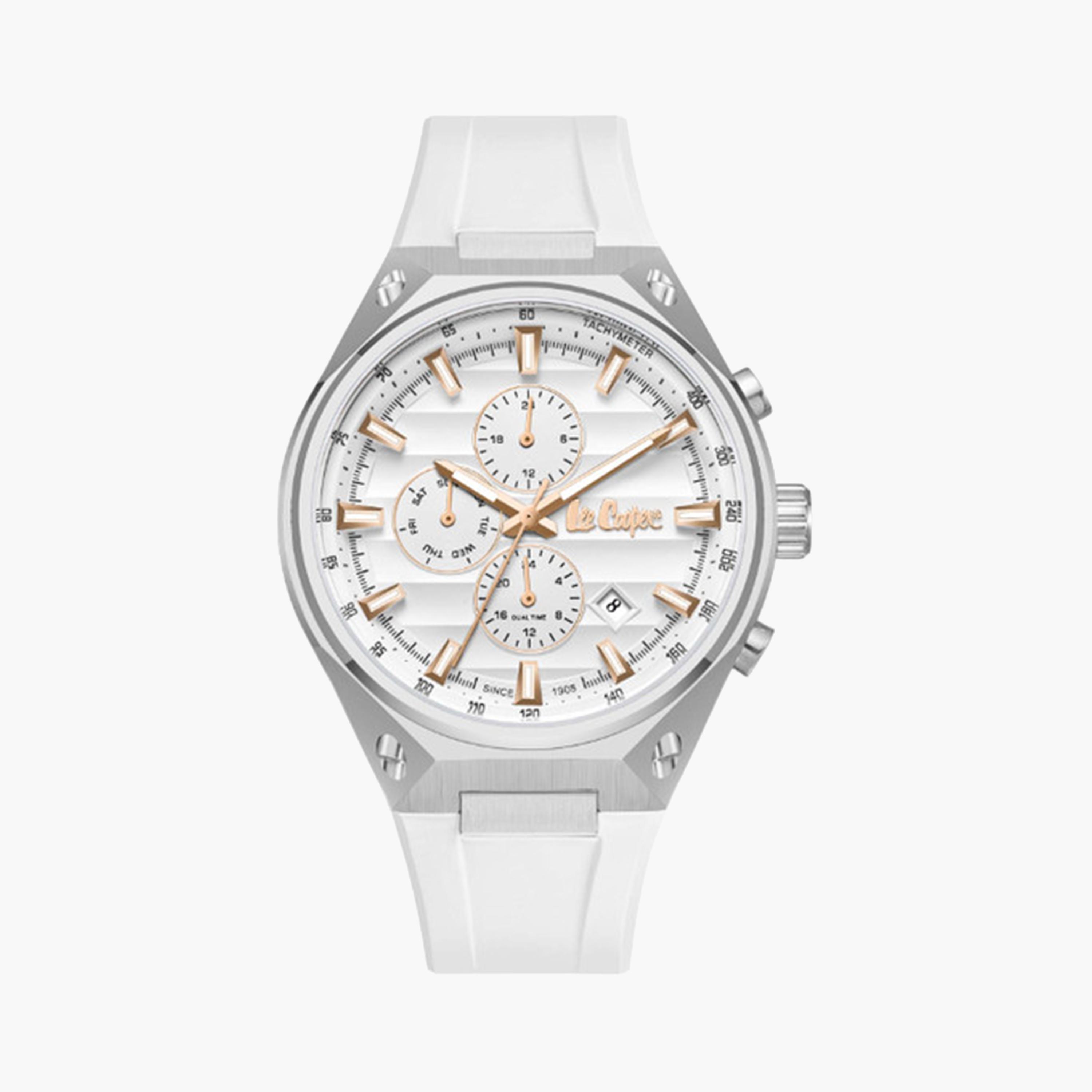 Lee Cooper Men's 45 MM White Chronograph Leather Strap Watch | LC08063.333-men-watchesandjewellery-watches-image-1