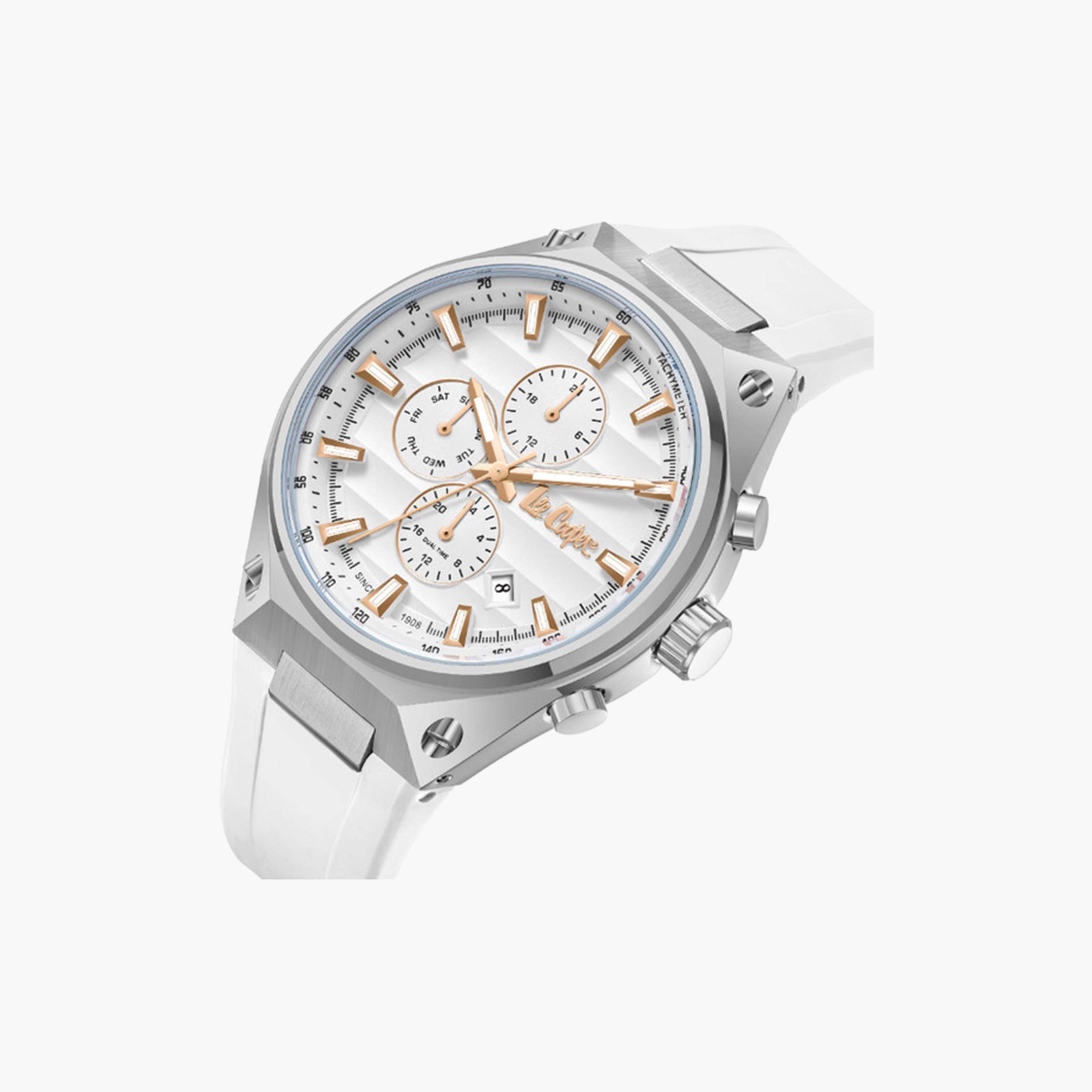 Lee Cooper Men's 45 MM White Chronograph Leather Strap Watch | LC08063.333-men-watchesandjewellery-watches-image-2