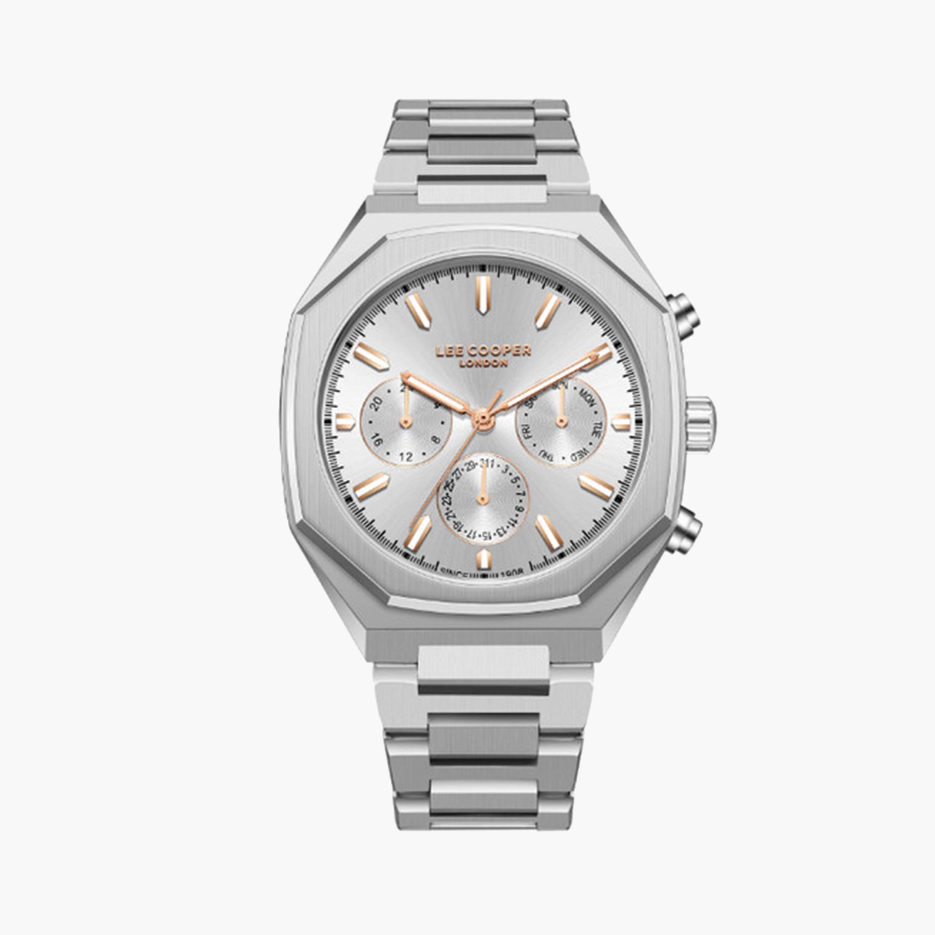 Lee Cooper Men's 43 MM Silver Chronograph Metal Strap Watch | LC08045.330-men-watchesandjewellery-watches-image-1