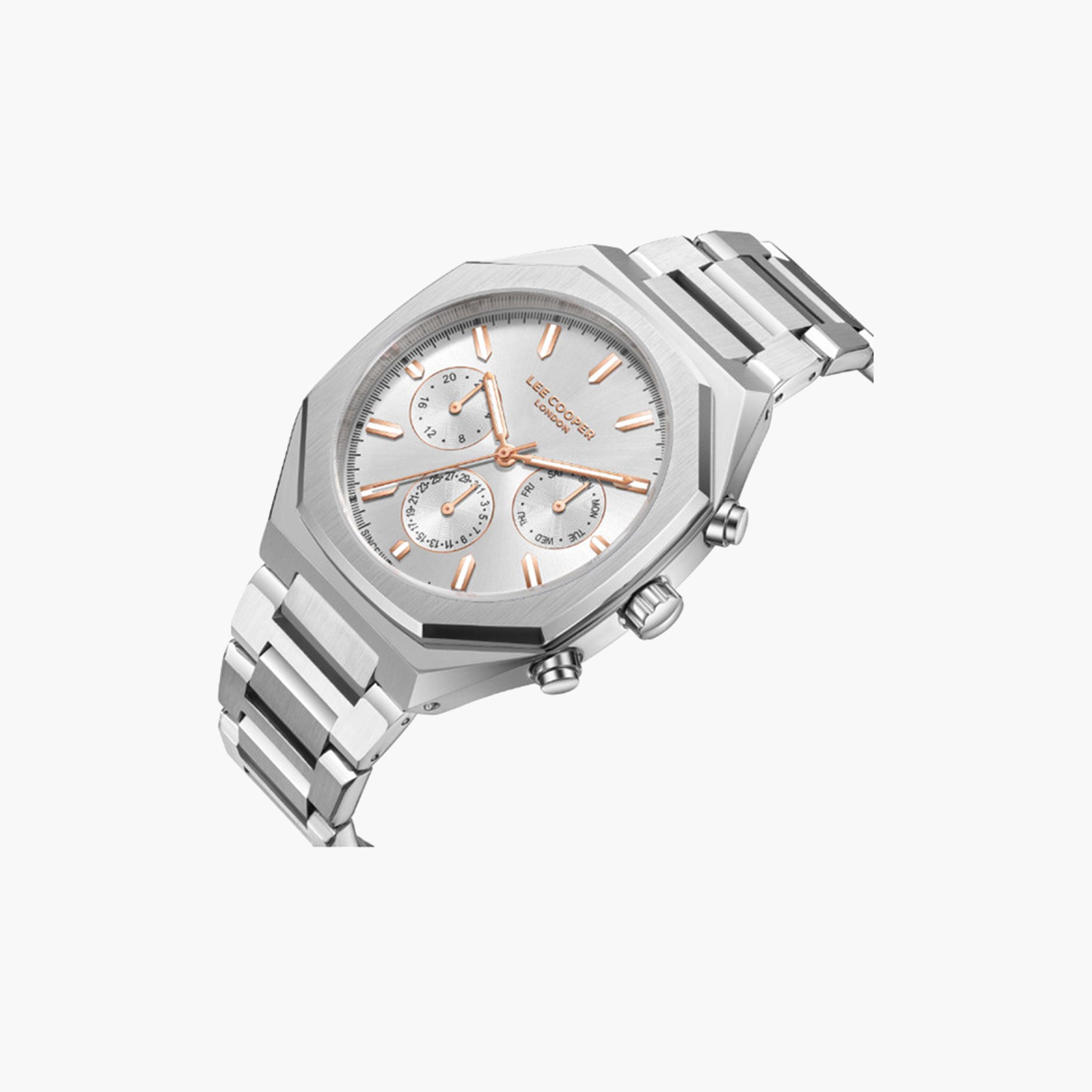 Lee Cooper Men's 43 MM Silver Chronograph Metal Strap Watch | LC08045.330-men-watchesandjewellery-watches-image-2