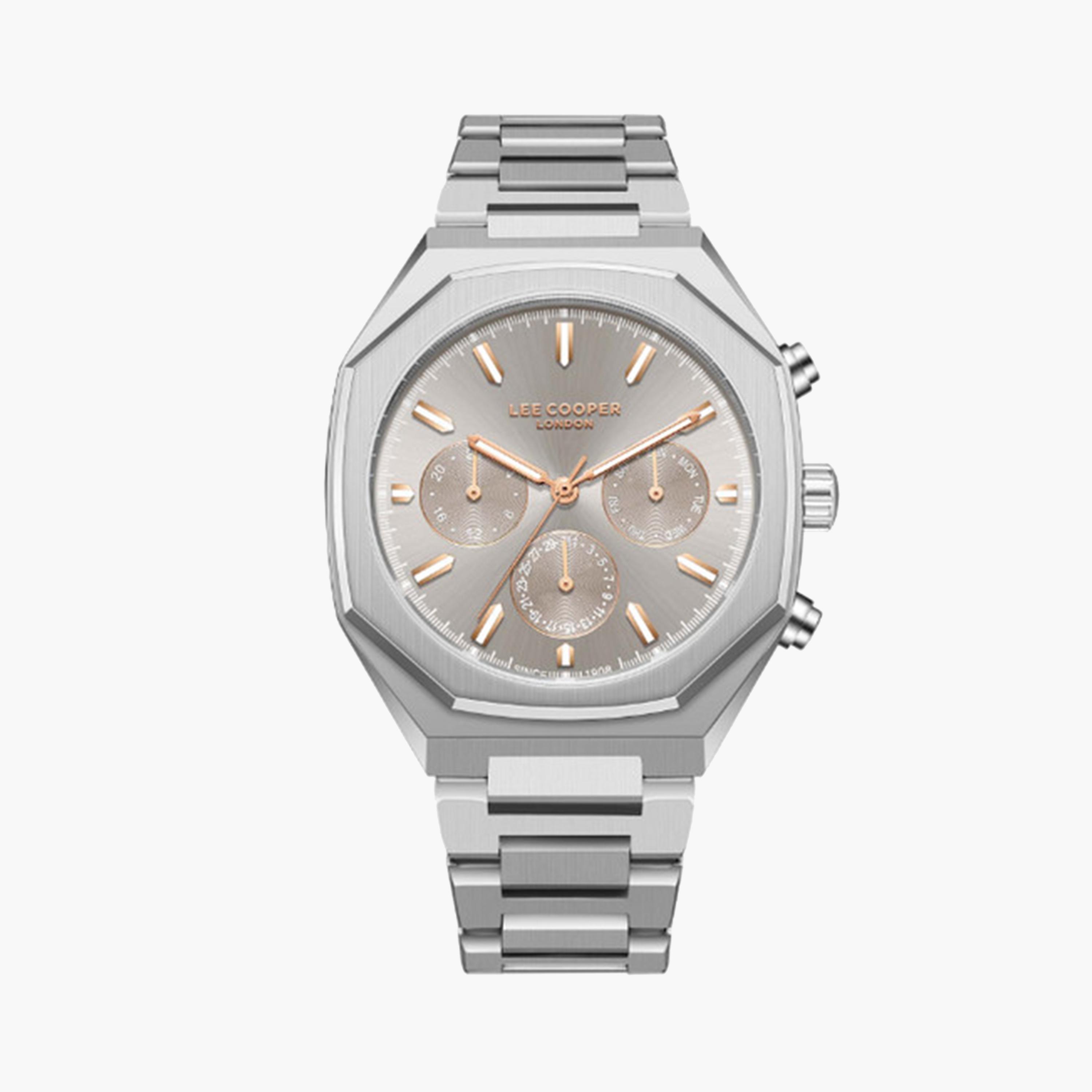لي كوبر- ساعة كرونوغراف للرجال 43 ملم فضية بحزام معدني | LC08045.360-men-watchesandjewellery-watches-image-1