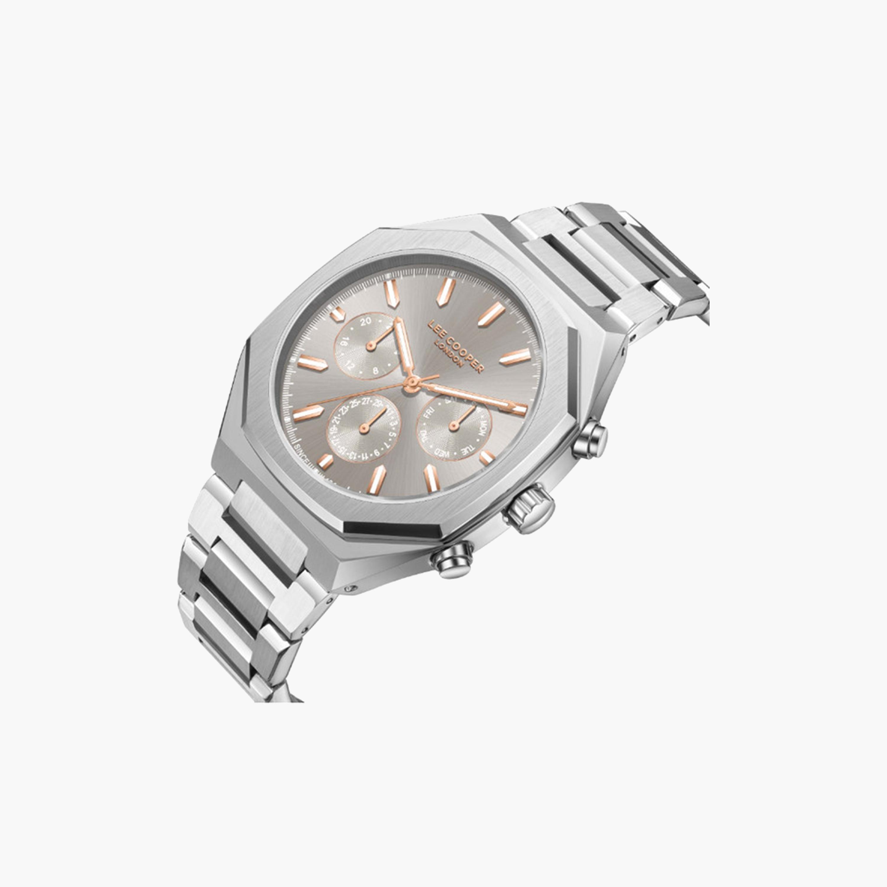 لي كوبر- ساعة كرونوغراف للرجال 43 ملم فضية بحزام معدني | LC08045.360-men-watchesandjewellery-watches-image-2