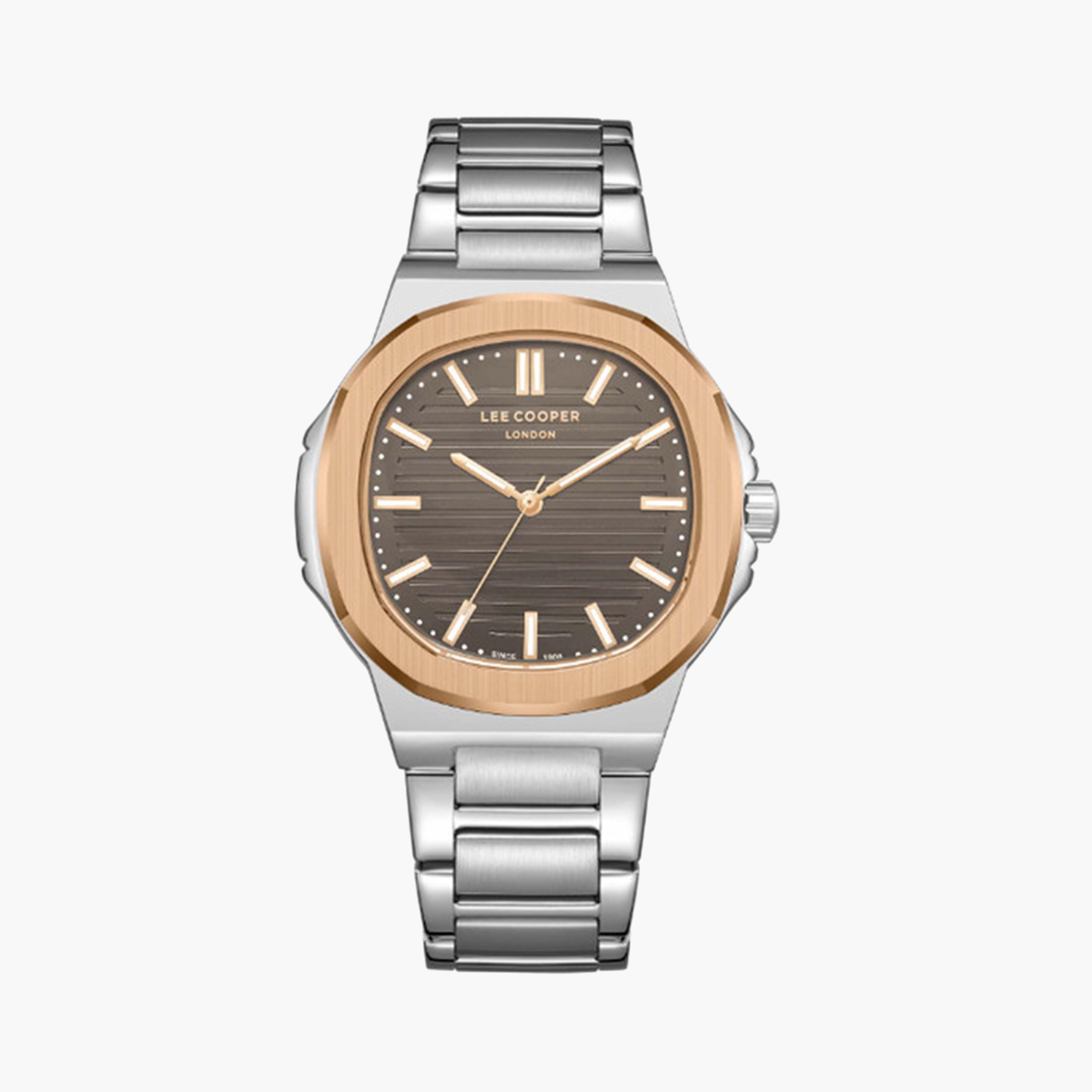 لي كوبر- ساعة تناظرية للرجال 45 ملم فضية انالوج بسوار معدني | LC08016.560-men-watchesandjewellery-watches-image-1