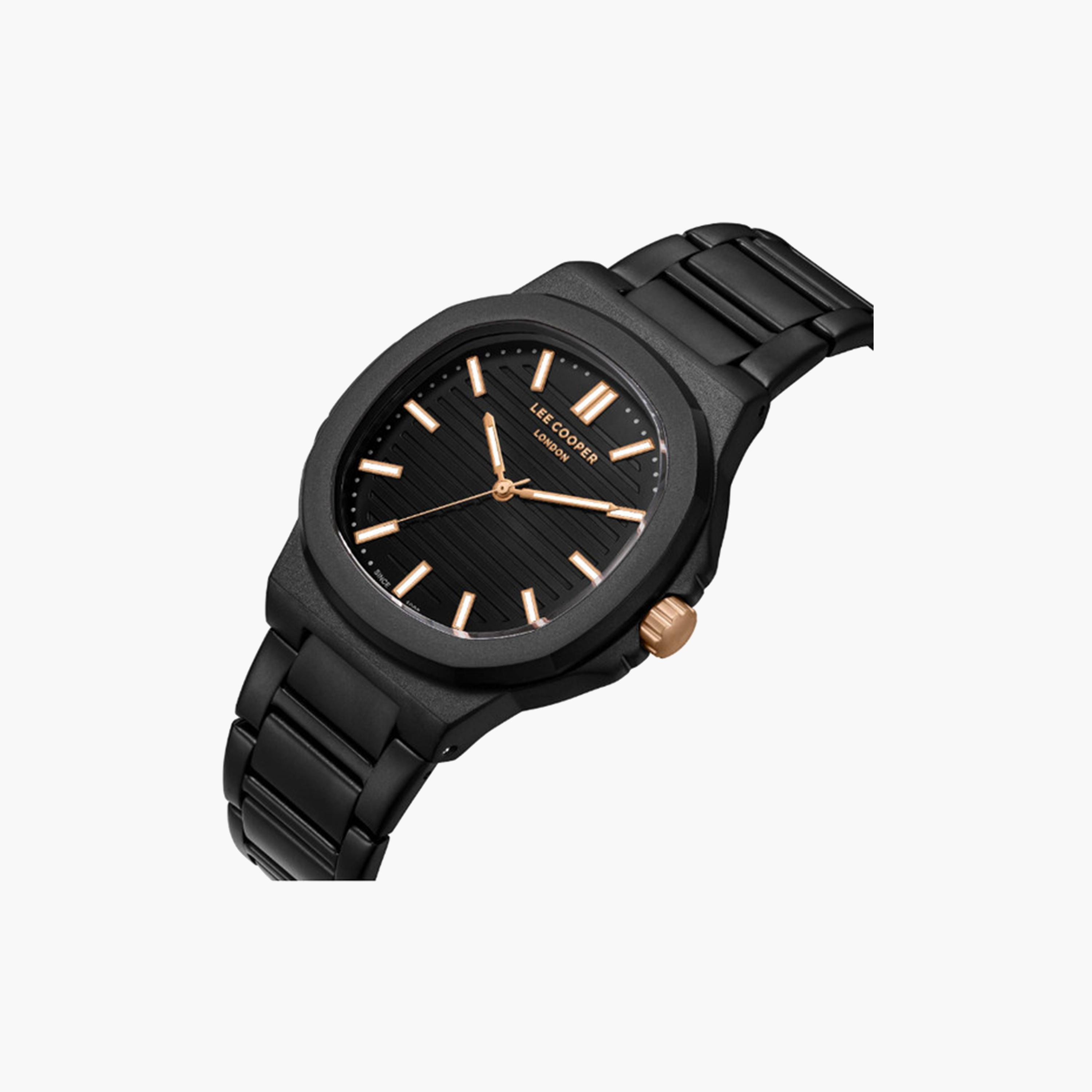 لي كوبر- ساعة تناظرية سوداء للرجال مقاس 45 ملم بحزام معدني | LC08016.651-men-watchesandjewellery-watches-image-2
