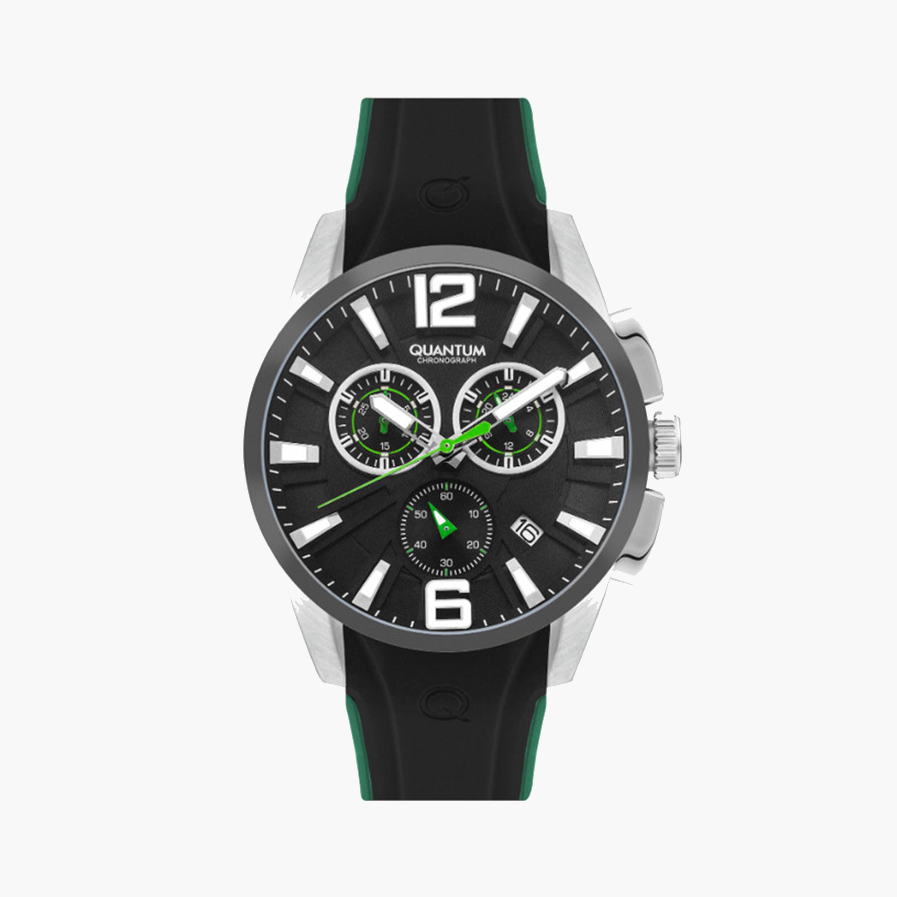 Quantum Men's 47 MM Black Chronograph Silicone Strap Watch | PWG1076.351-men-watchesandjewellery-watches-image-1