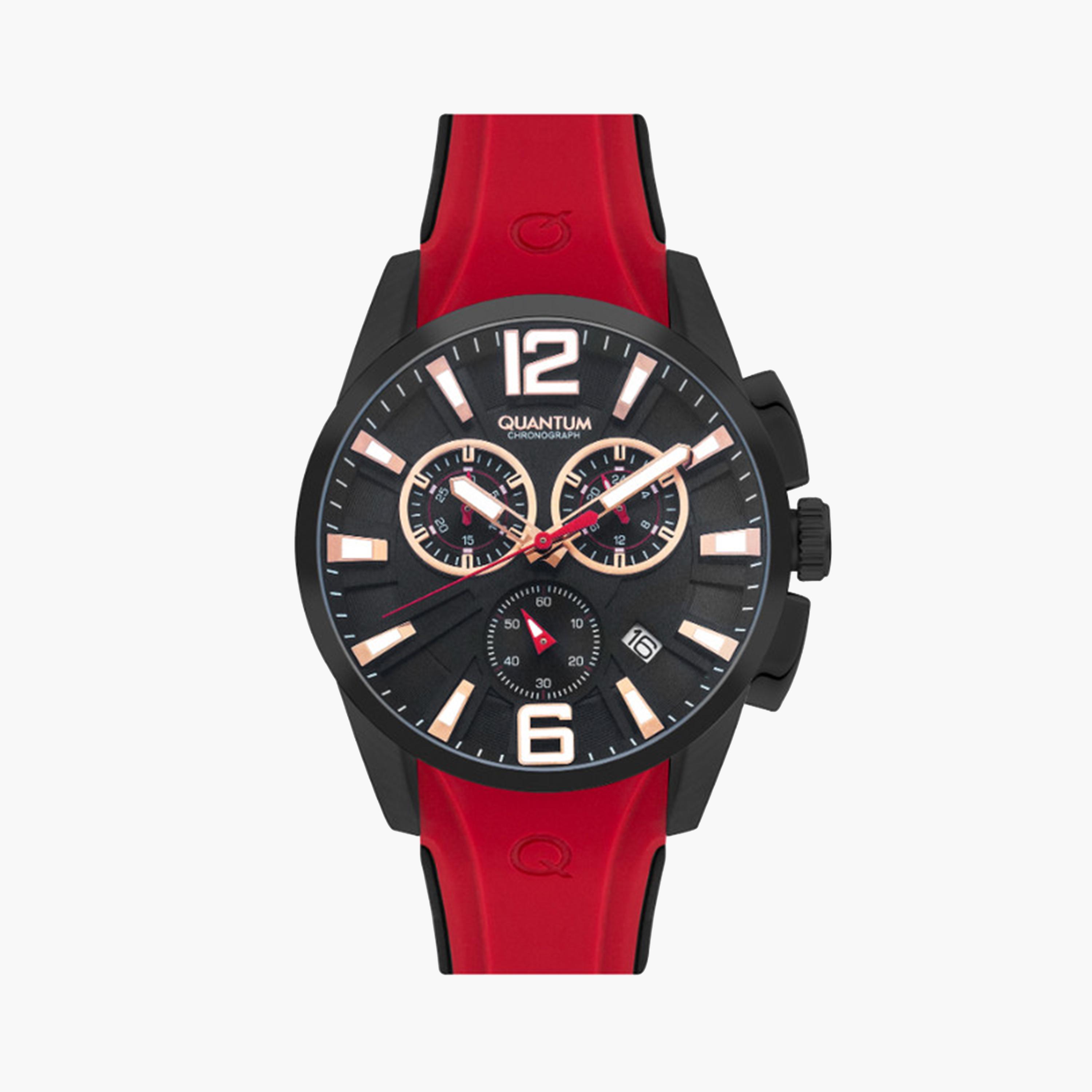 Quantum Men's 47 MM Red Chronograph Silicone Strap Watch | PWG1076.658-men-watchesandjewellery-watches-image-1