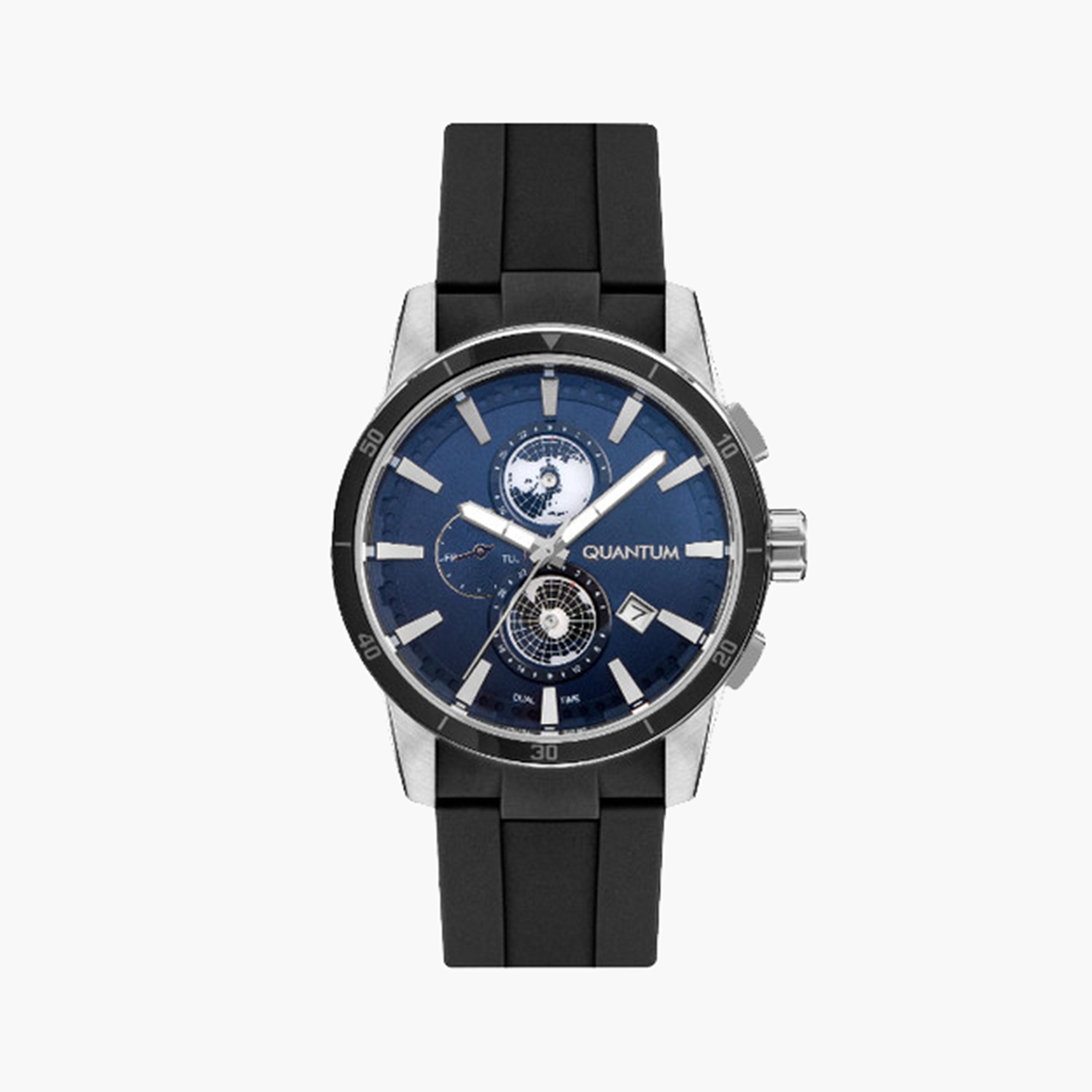 Quantum Men's 47 MM Black Chronograph Silicone Strap Watch | ADG991.391-men-watchesandjewellery-watches-image-1
