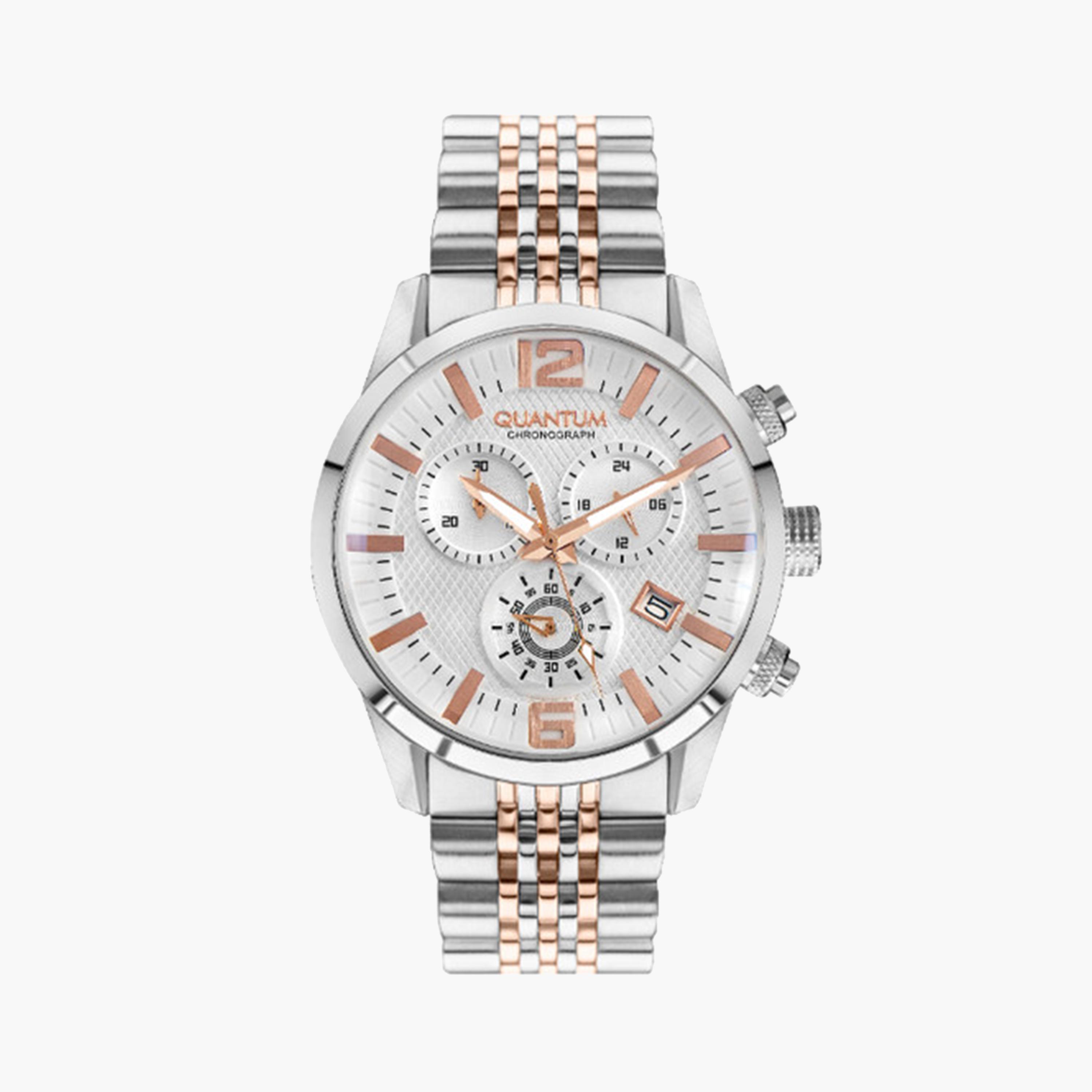 كوانتوم- ساعة كرونوغراف للرجال 48 ملم ذهبي وردي بحزام معدني | ADG1016.530-men-watchesandjewellery-watches-image-1