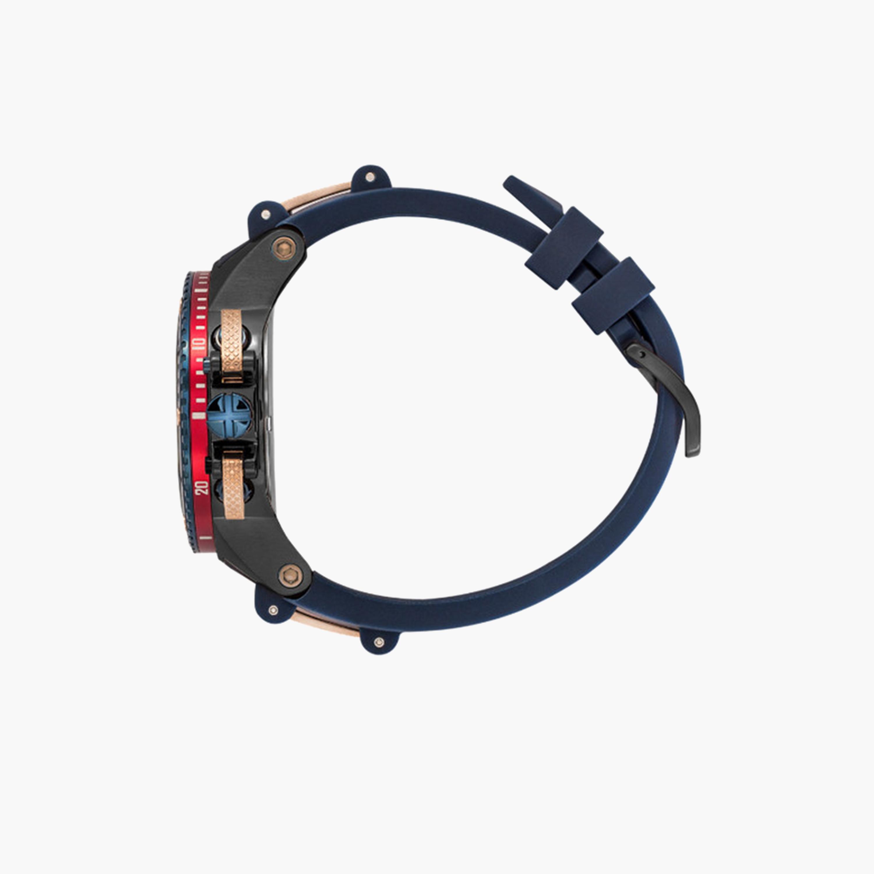 Quantum Men's 50 MM Blue Chronograph Silicone Strap Watch | HNG535.059-men-watchesandjewellery-watches-image-2