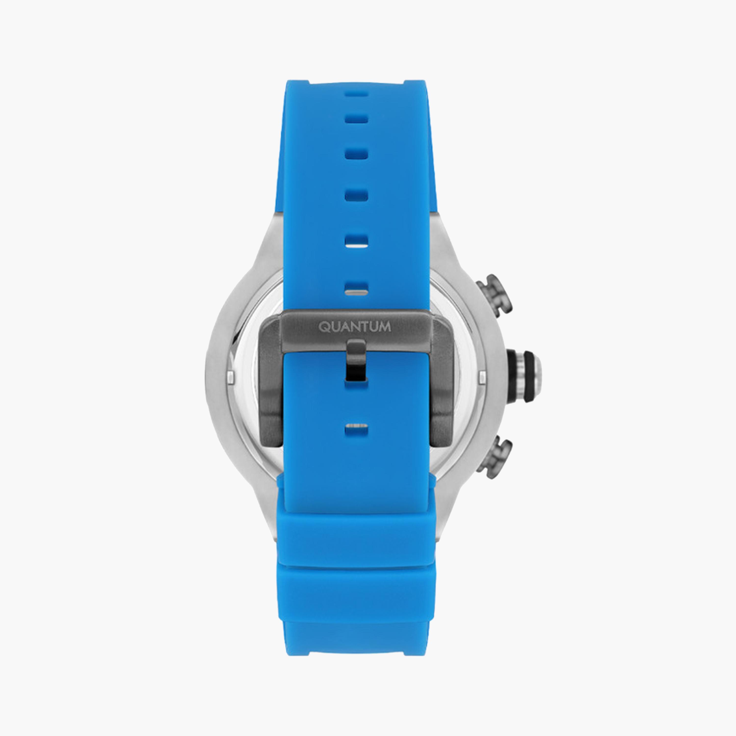 Quantum Men's 49 MM Blue Chronograph Silicone Strap Watch | HNG1083.099-men-watchesandjewellery-watches-image-3