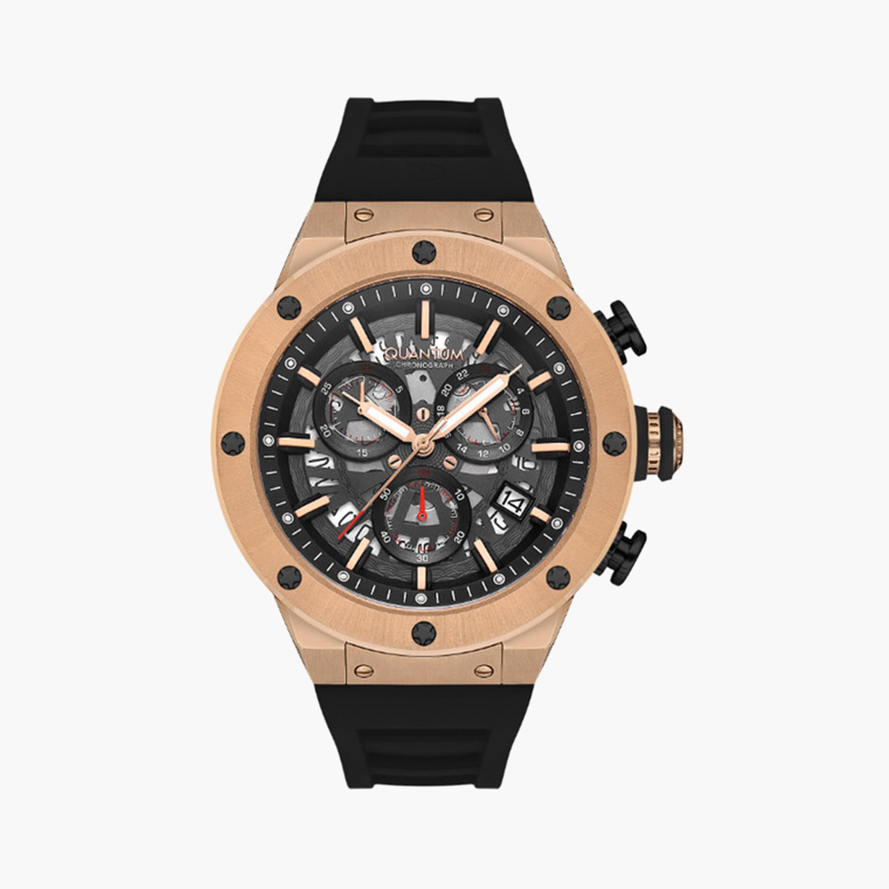Quantum Men's 49 MM Black Chronograph Silicone Strap Watch | HNG1083.851-men-watchesandjewellery-watches-image-1